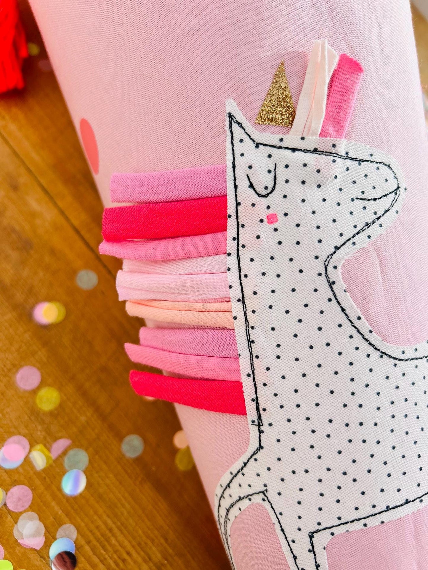Schultüte Musselin, Schultüte Stoff, Schultüte Mädchen,Schultüte Einhorn, Einschulung, Musselinschultüte,Konfetti, Schultüte personalisiert