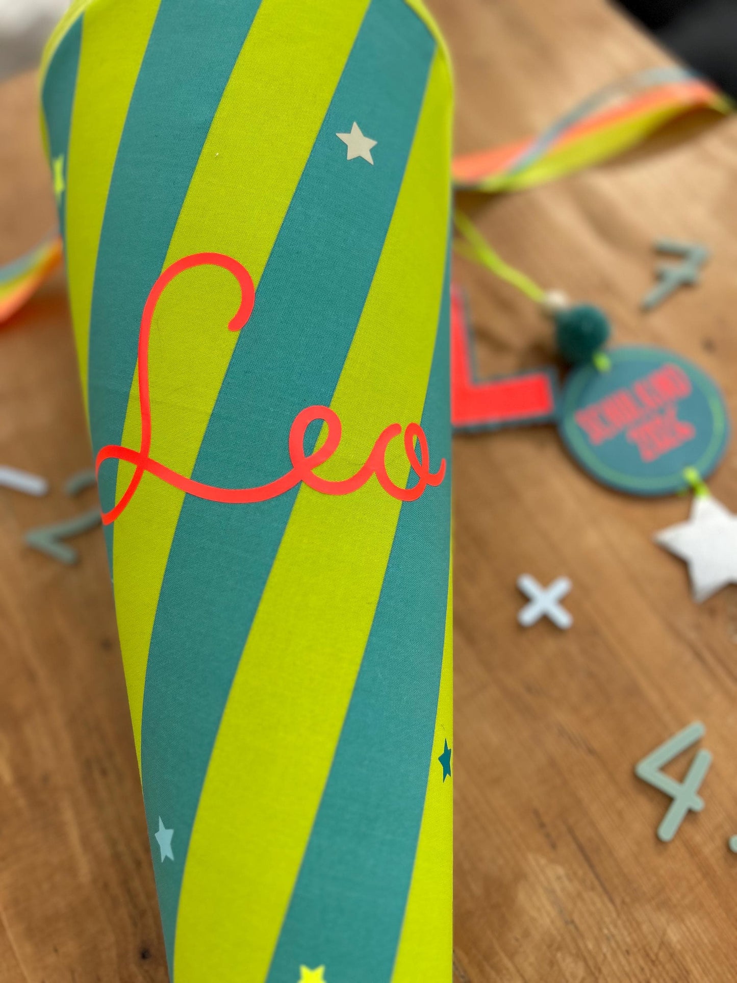 Schultüte Jungs neon, Schultüte Musselin Schultüte Stoff Schultüte Sterne, Schultüte personalisiert, Schultüte Ergobag, Schultüte Streifen