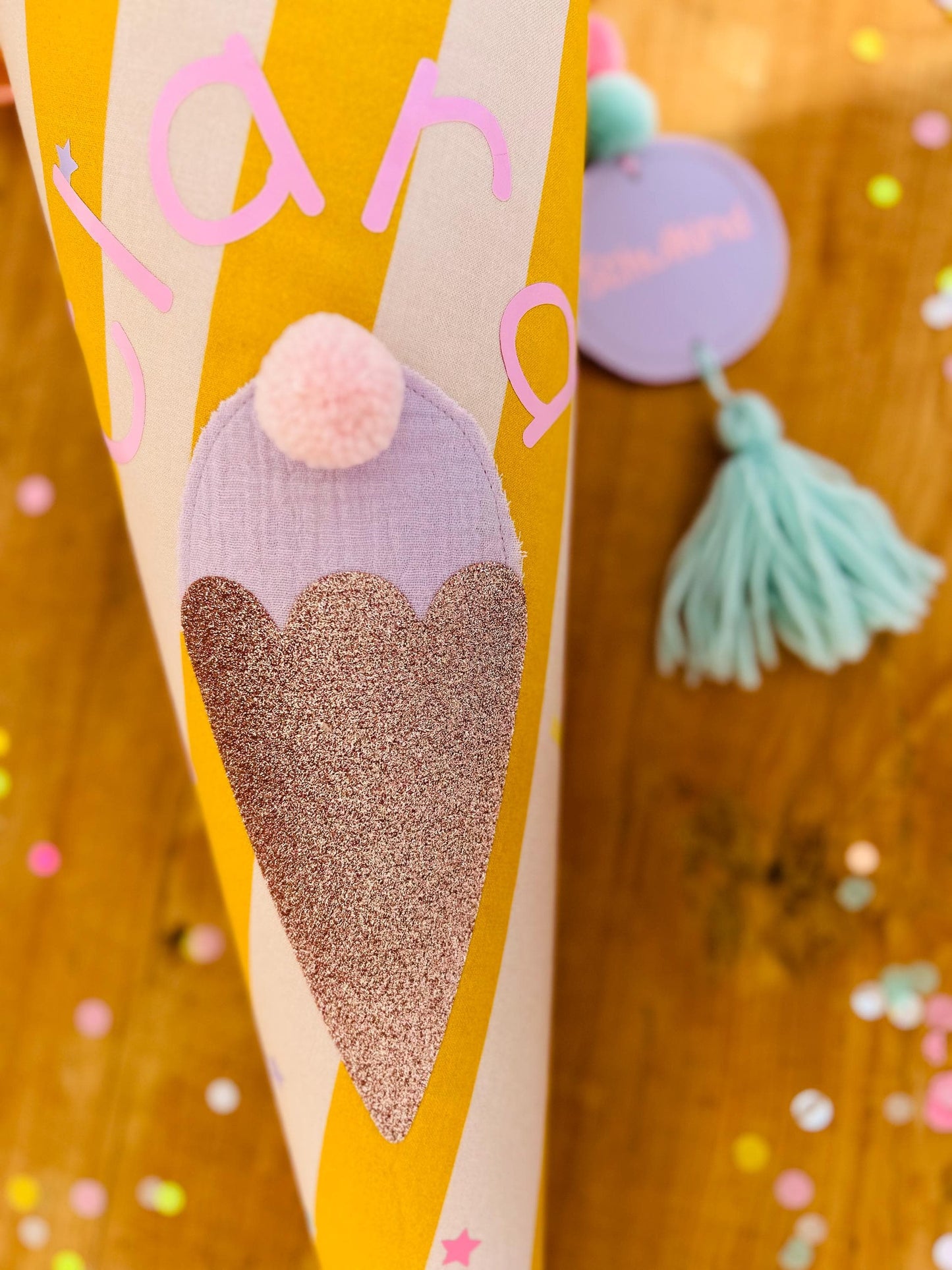 Schultüte Musselin, Schultüte Stoff, Schultüte Mädchen,Schultüte Pferd, Einschulung, Musselinschultüte, Konfetti, Schultüte personalisiert