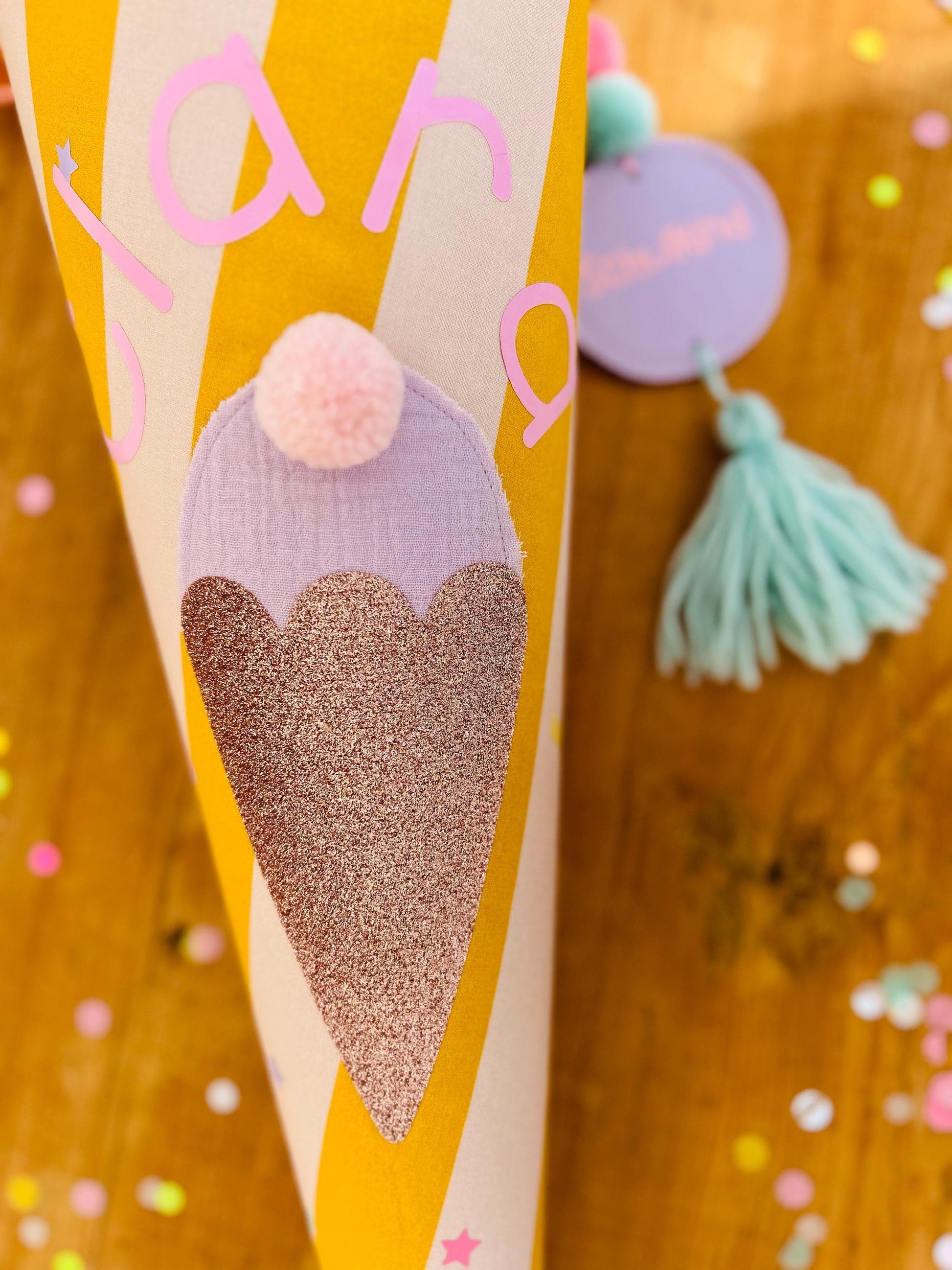 Schultüte Musselin, Schultüte Stoff, Schultüte Mädchen,Schultüte Pferd, Einschulung, Musselinschultüte, Konfetti, Schultüte personalisiert