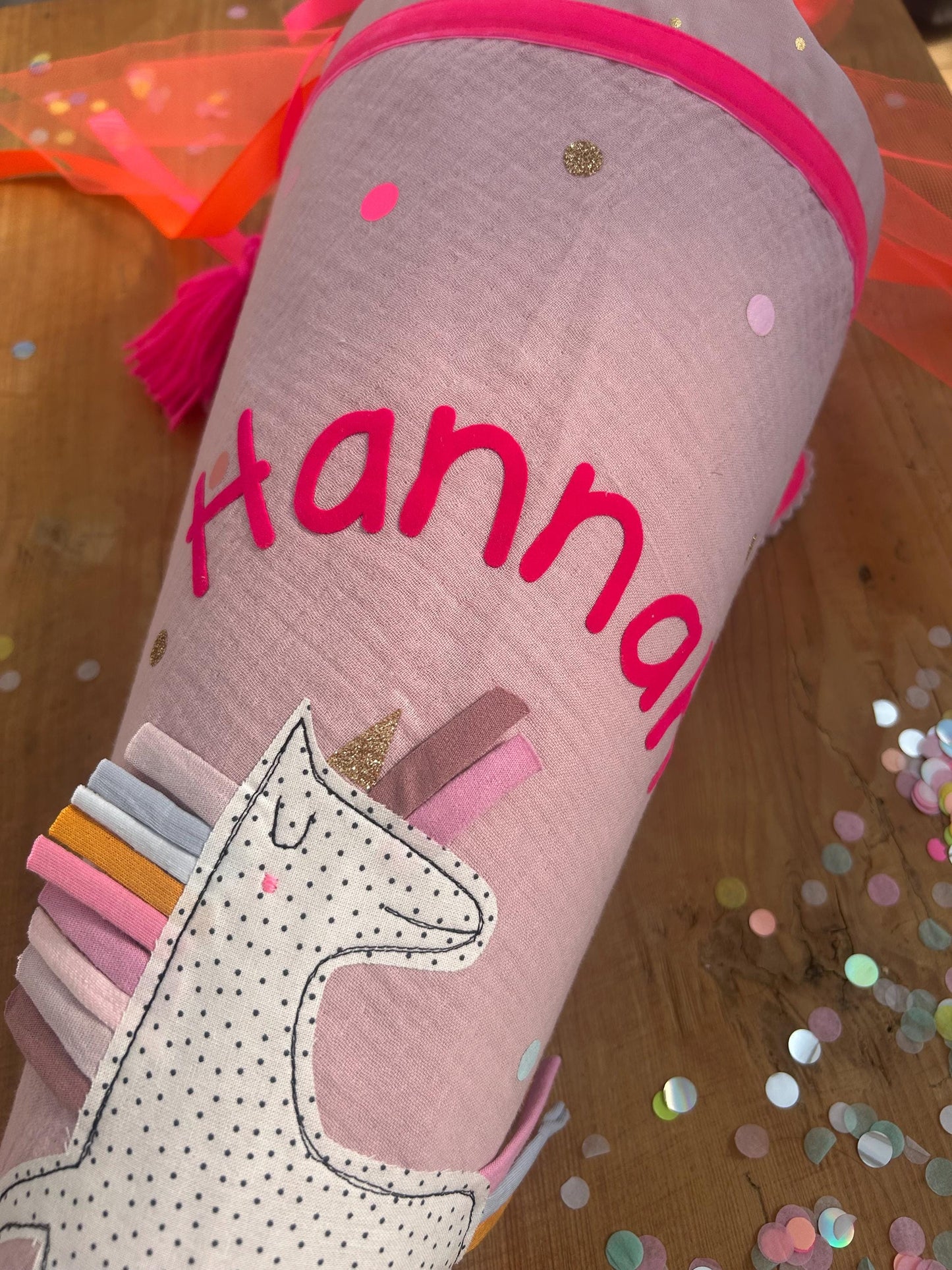 Schultüte Musselin, Schultüte Stoff, Schultüte Mädchen,Schultüte Einhorn, Einschulung, Musselinschultüte,Konfetti, Schultüte personalisiert