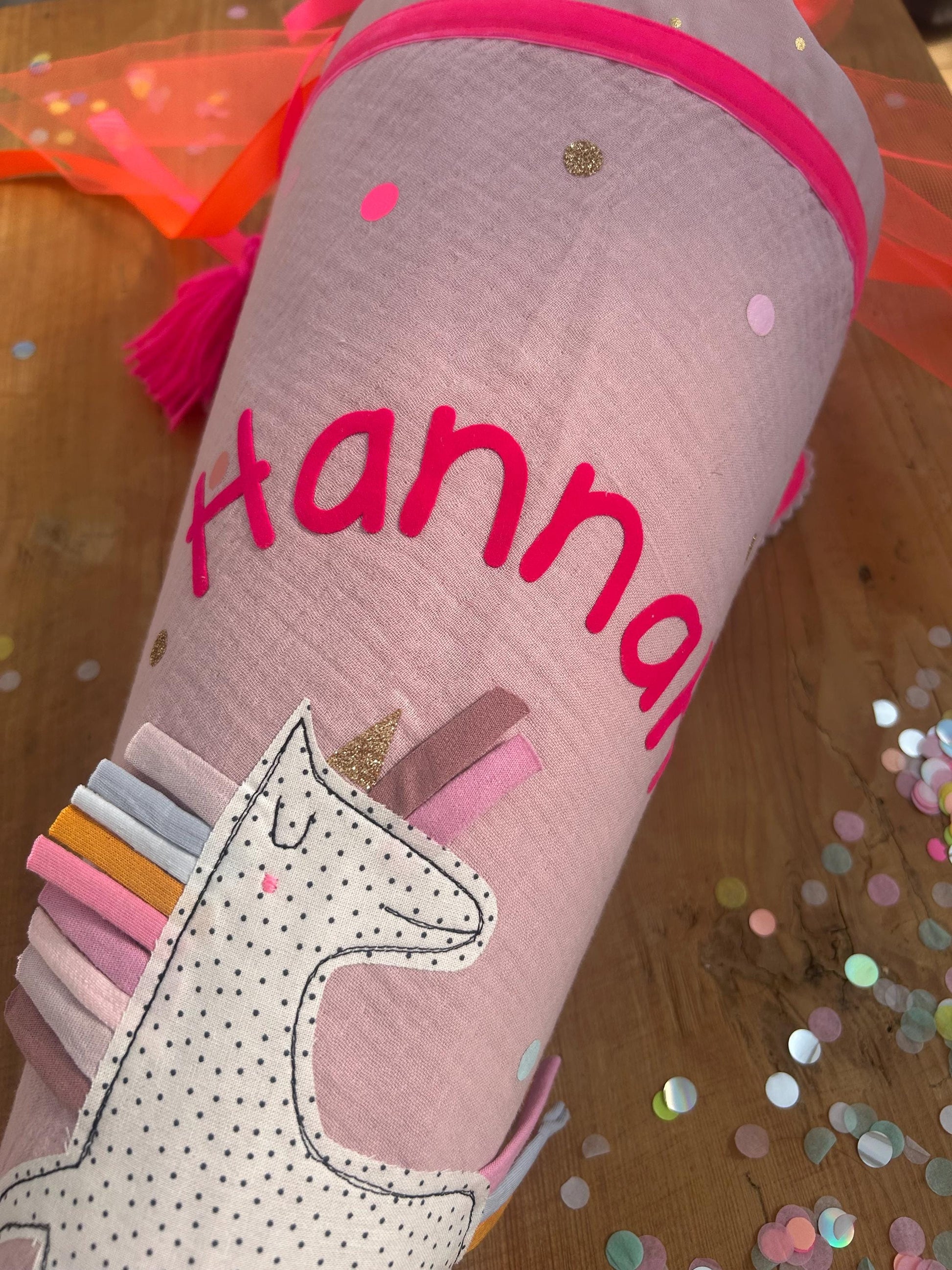 Schultüte Musselin, Schultüte Stoff, Schultüte Mädchen,Schultüte Einhorn, Einschulung, Musselinschultüte,Konfetti, Schultüte personalisiert