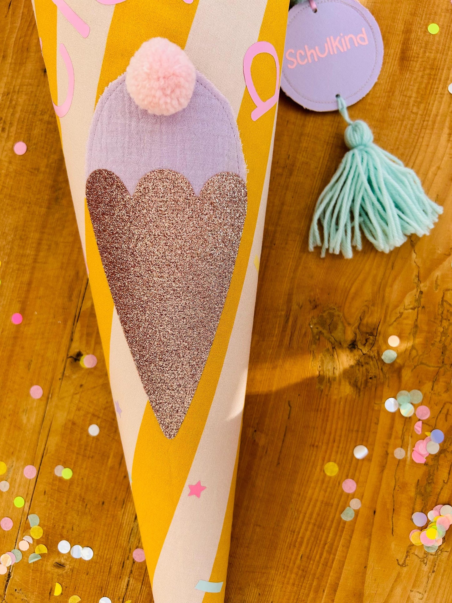 Schultüte Musselin, Schultüte Stoff, Schultüte Mädchen,Schultüte Pferd, Einschulung, Musselinschultüte, Konfetti, Schultüte personalisiert