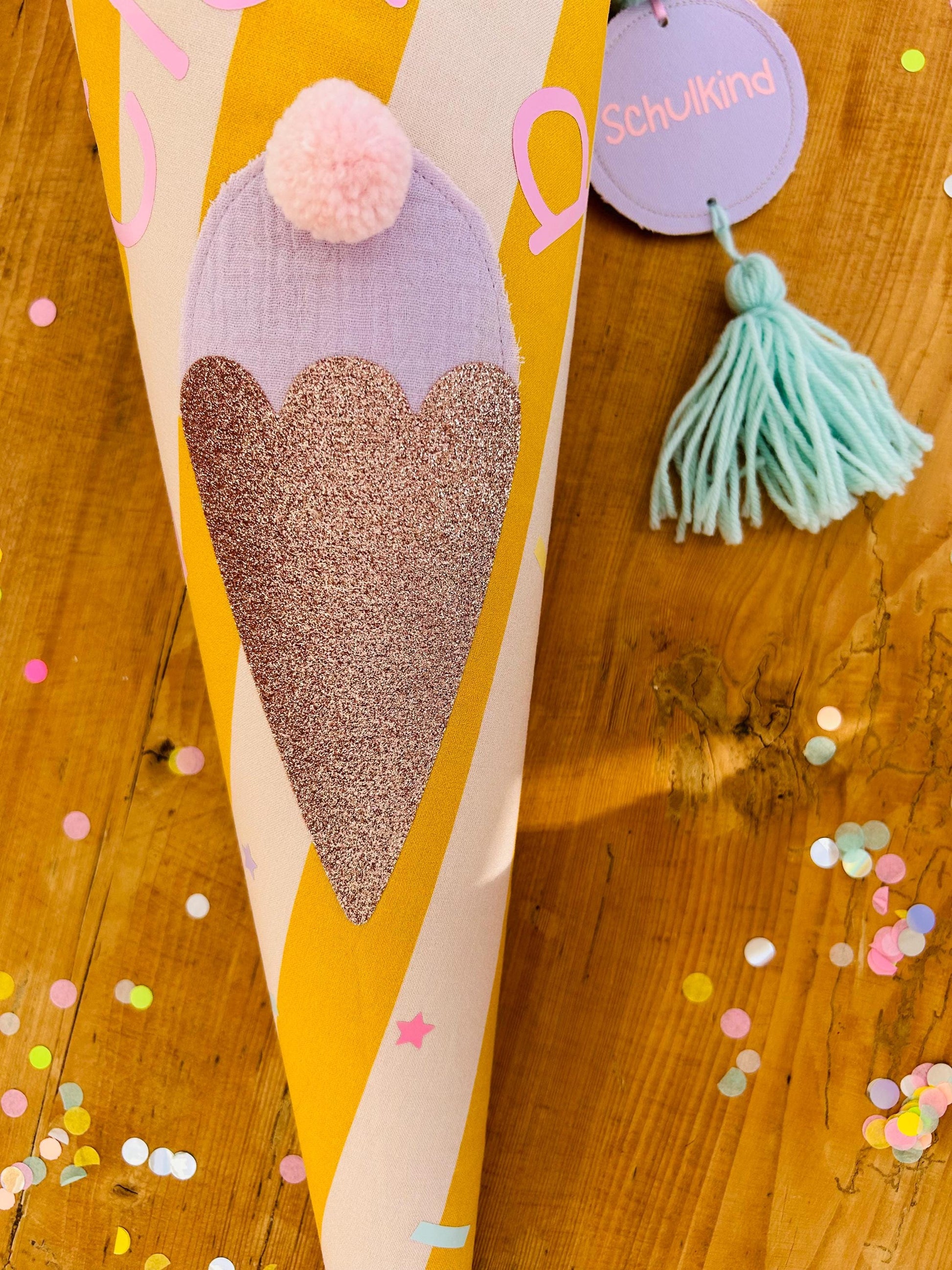 Schultüte Musselin, Schultüte Stoff, Schultüte Mädchen,Schultüte Pferd, Einschulung, Musselinschultüte, Konfetti, Schultüte personalisiert