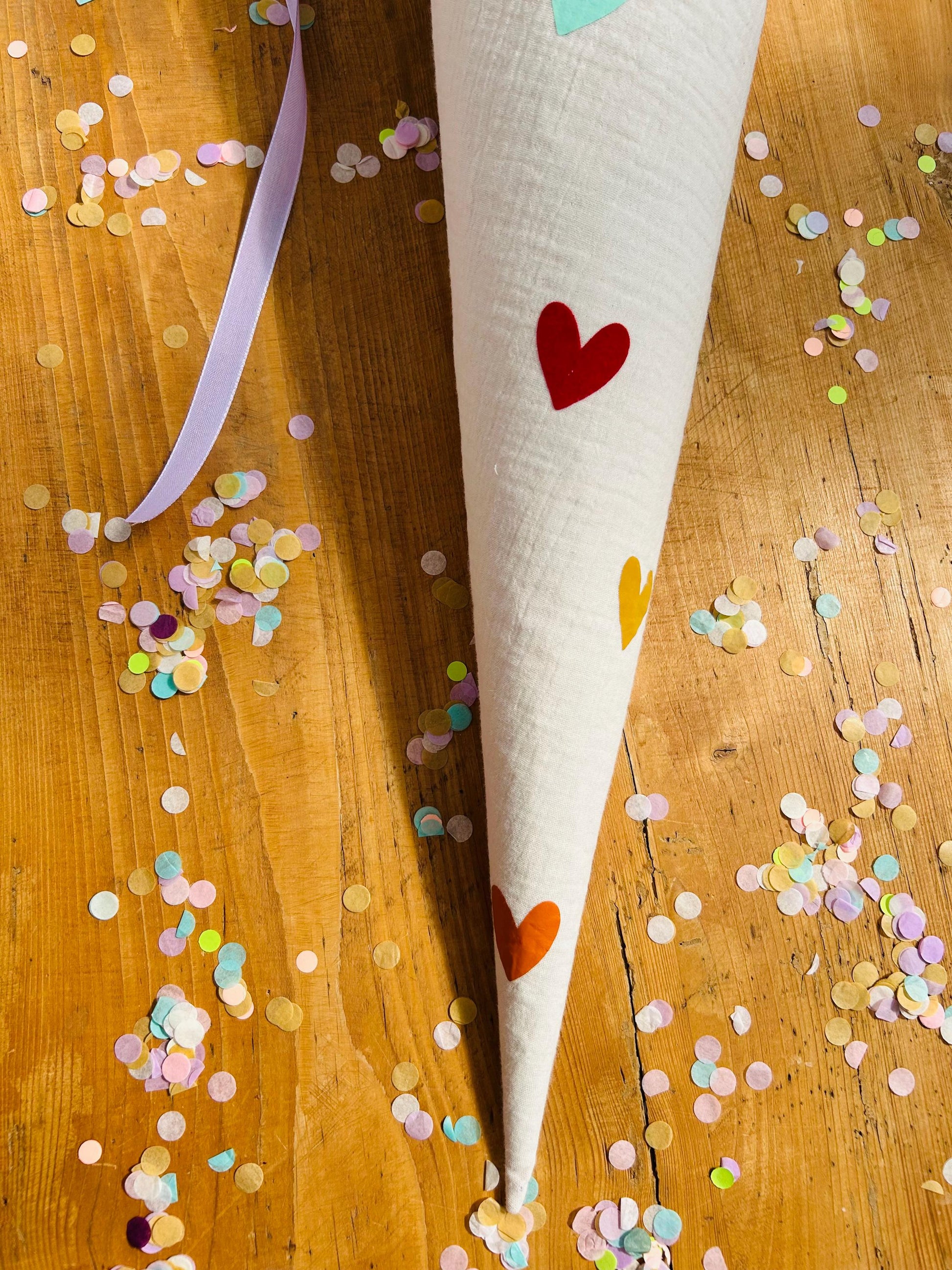 Schultüte Musselin, Schultüte Stoff, Schultüte Mädchen,Schultüte Herzen, Einschulung, Musselinschultüte,Kwio Ranzen Schultüte personalisiert