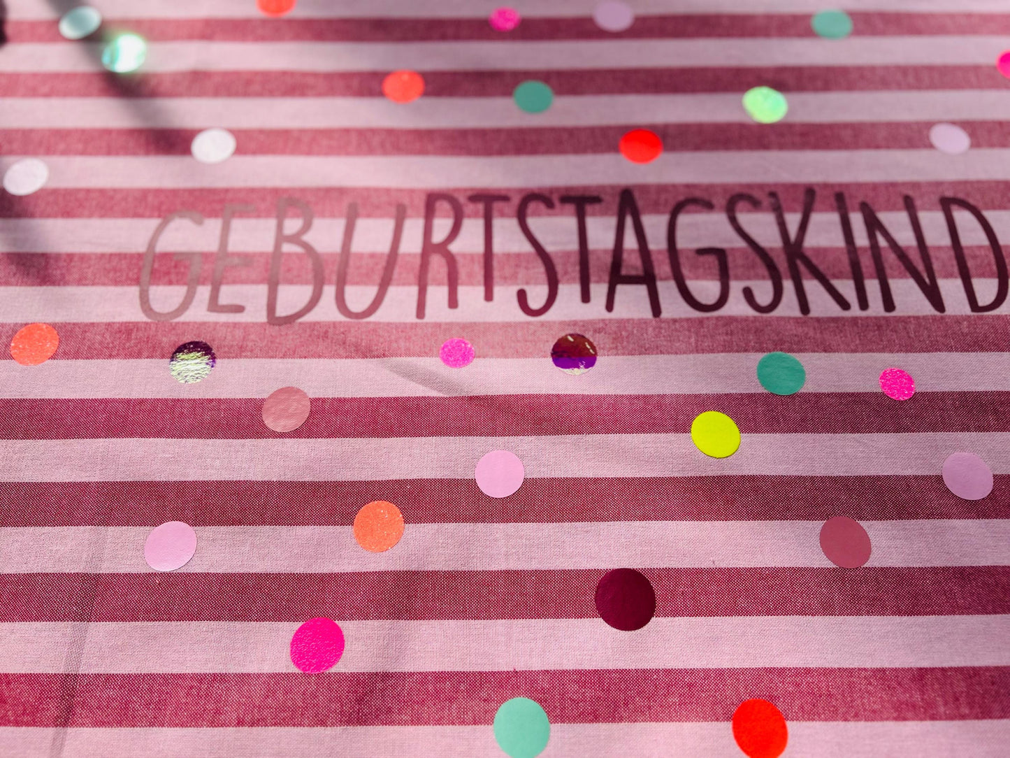 Geburtstagstischdecke, Kindergeburtstag Dekoration, Happy Birthday, Geburtstagstisch, Geburtstagskind,Tischdecke Streifen,bunte Punkte,neon