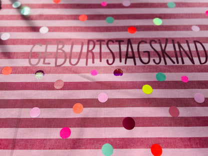 Geburtstagstischdecke, Kindergeburtstag Dekoration, Happy Birthday, Geburtstagstisch, Geburtstagskind,Tischdecke Streifen,bunte Punkte,neon