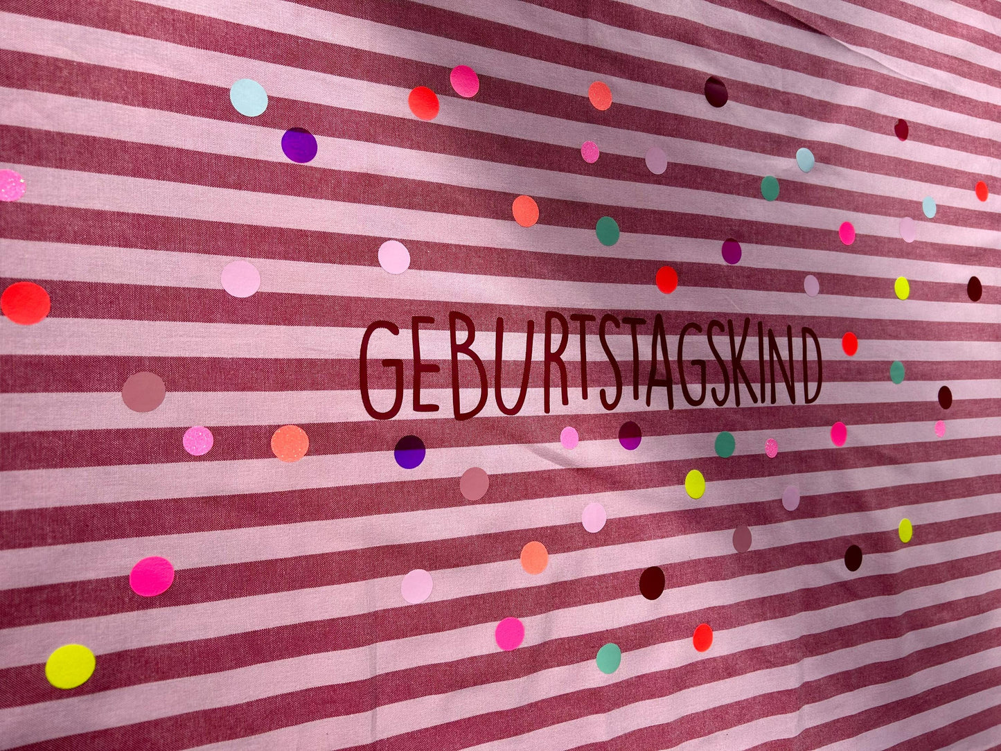 Geburtstagstischdecke, Kindergeburtstag Dekoration, Happy Birthday, Geburtstagstisch, Geburtstagskind,Tischdecke Streifen,bunte Punkte,neon