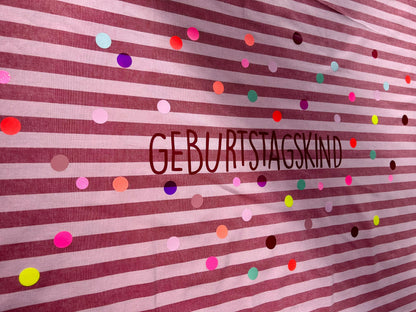 Geburtstagstischdecke, Kindergeburtstag Dekoration, Happy Birthday, Geburtstagstisch, Geburtstagskind,Tischdecke Streifen,bunte Punkte,neon