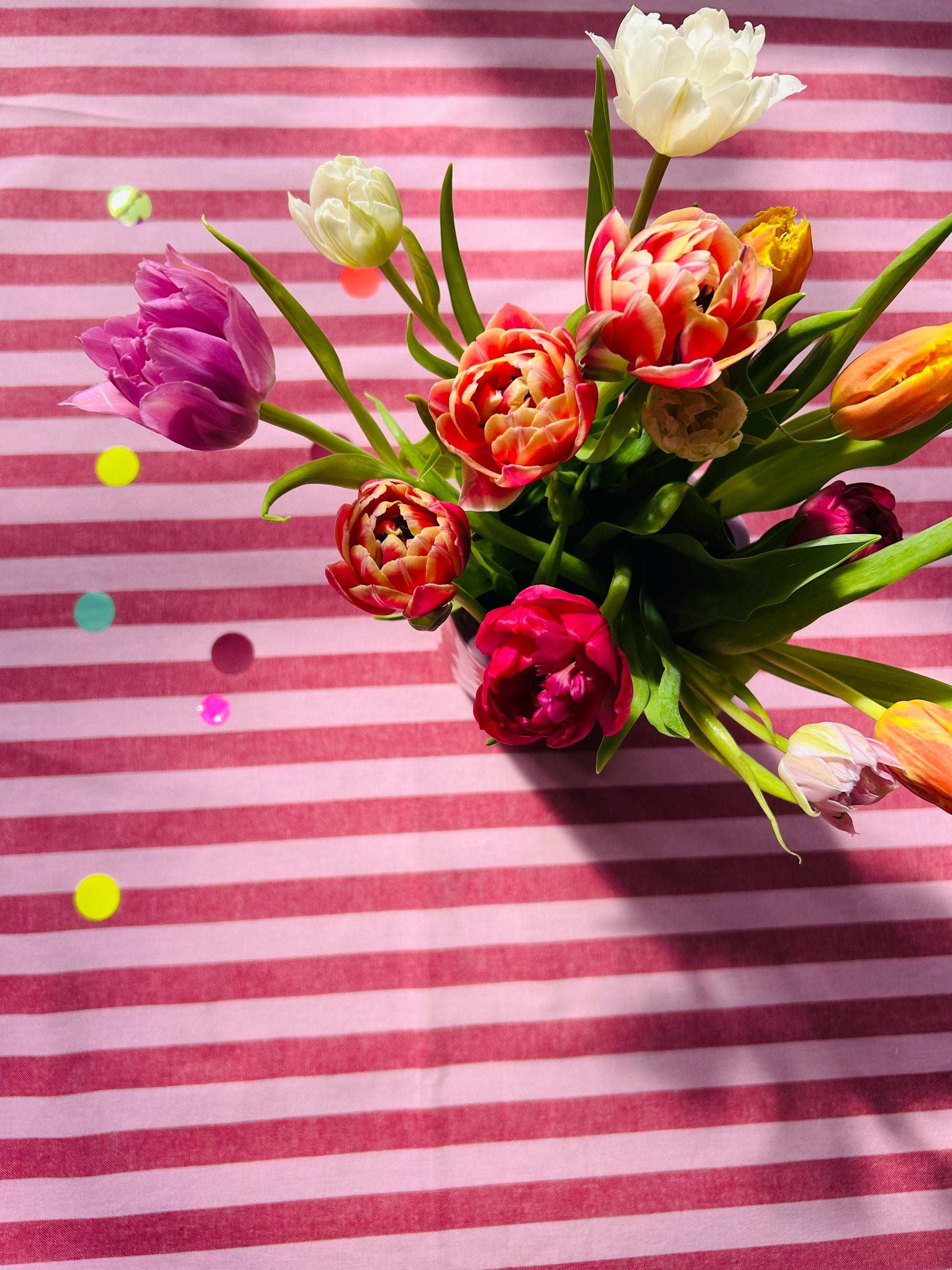 Geburtstagstischdecke, Kindergeburtstag Dekoration, Happy Birthday, Geburtstagstisch, Geburtstagskind,Tischdecke Streifen,bunte Punkte,neon