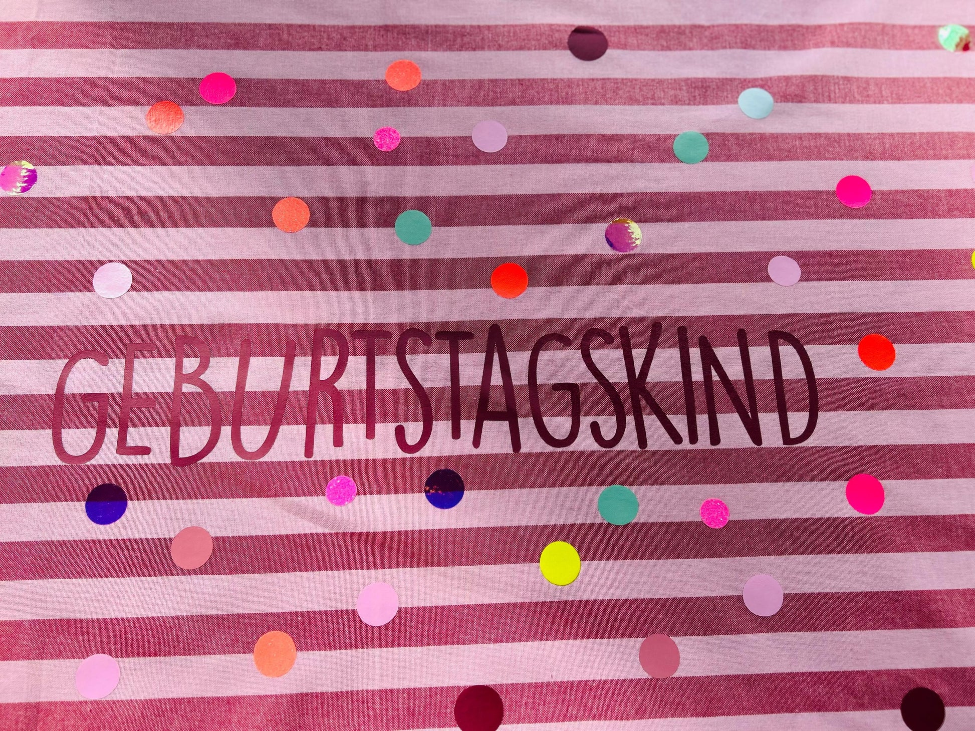Geburtstagstischdecke, Kindergeburtstag Dekoration, Happy Birthday, Geburtstagstisch, Geburtstagskind,Tischdecke Streifen,bunte Punkte,neon