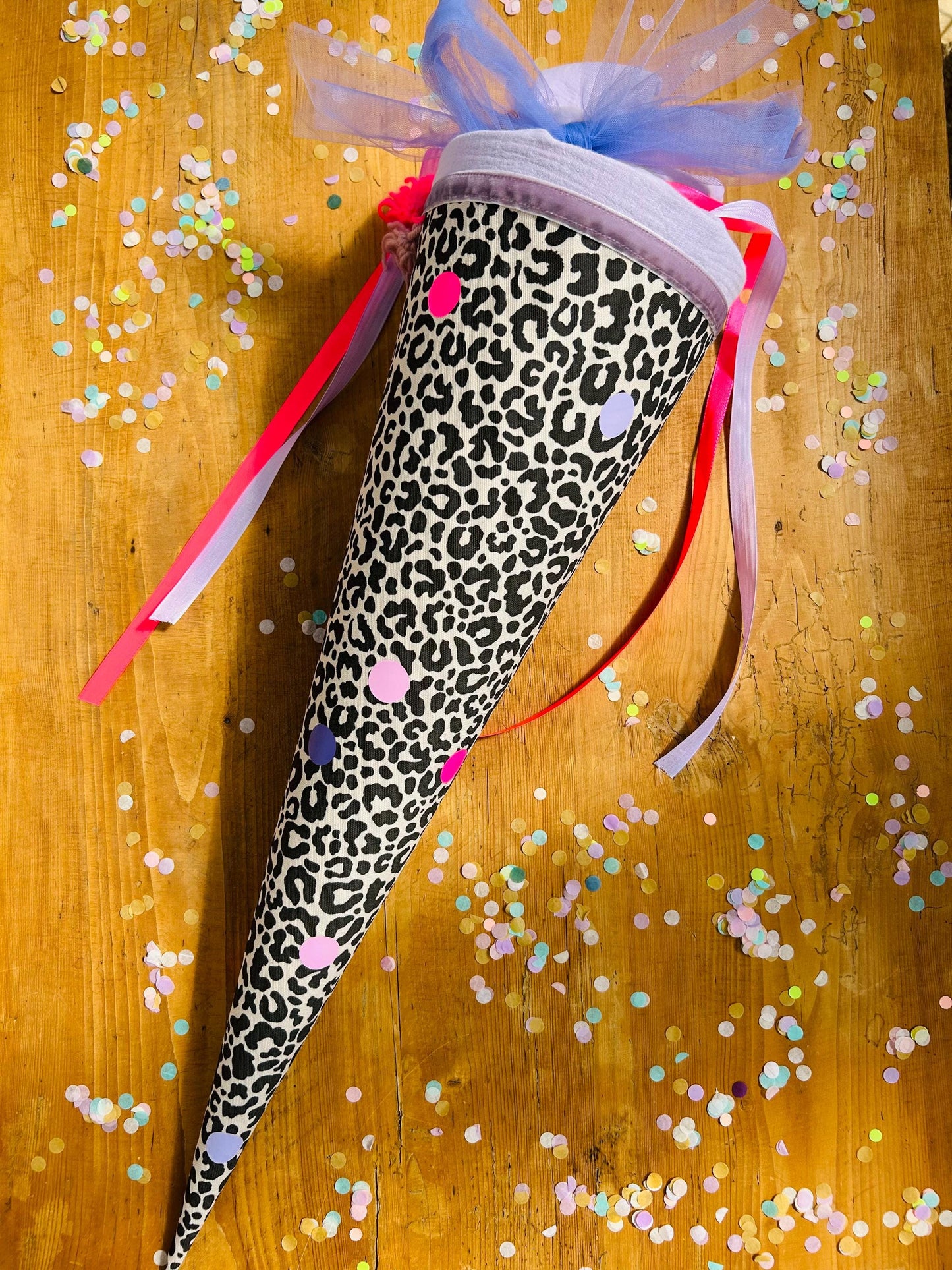 Schultüte Musselin Schultüte Stoff Schultüte Mädchen Schultüte Punkte, Schultüte Tüll, Schultüte Leoprint, Schultüte Leo, Tüll, Trosttüte