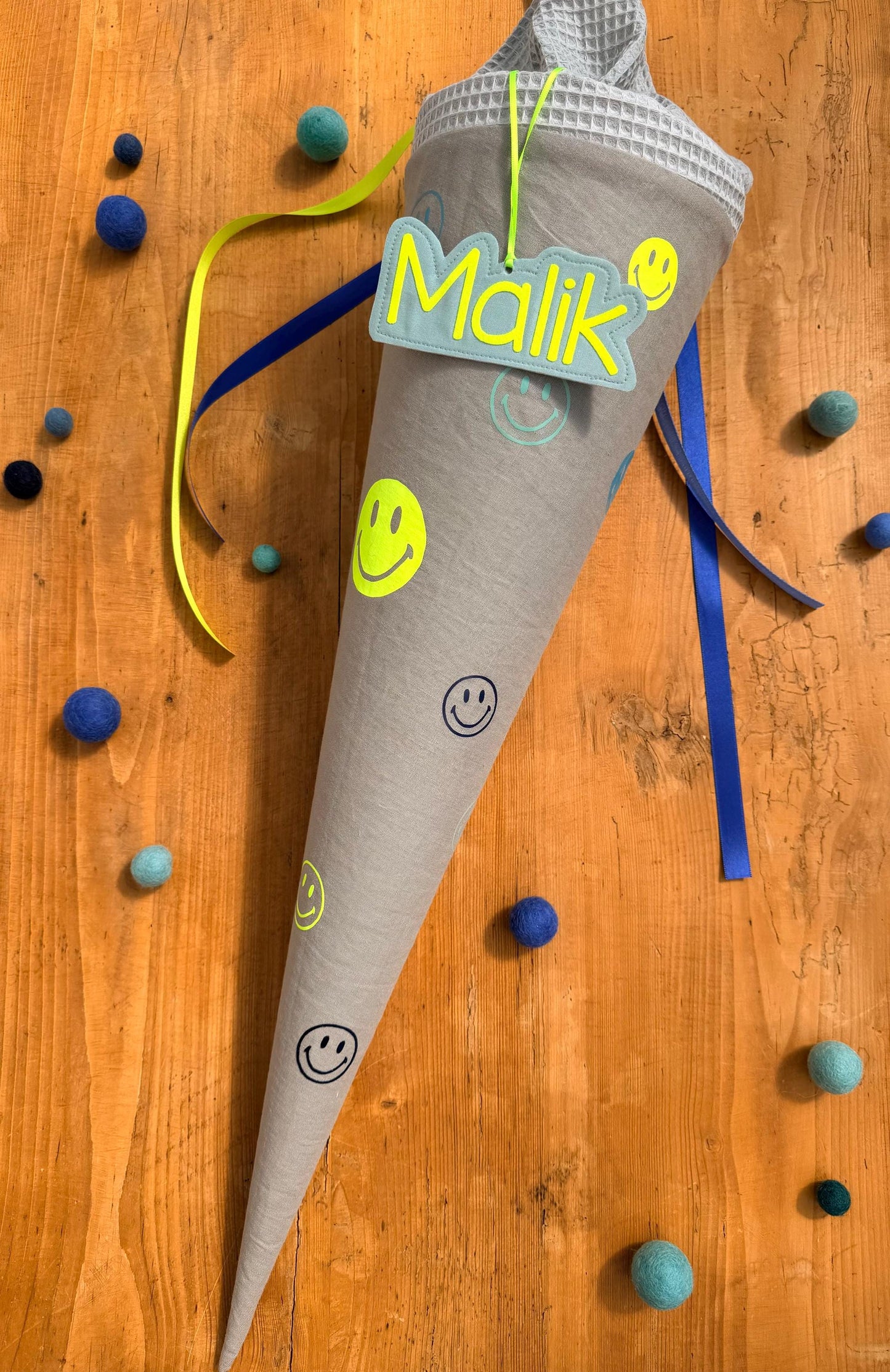 Schultüte Smiley, Schultüte Musselin Schultüte Stoff Schultüte Sterne, Schultüte personalisiert, Schultüte Ergobag, Schultüte neon