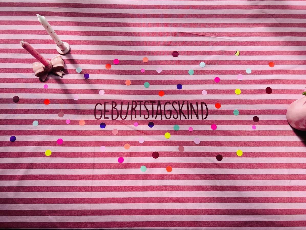 Geburtstagstischdecke, Kindergeburtstag Dekoration, Happy Birthday, Geburtstagstisch, Geburtstagskind,Tischdecke Streifen,bunte Punkte,neon