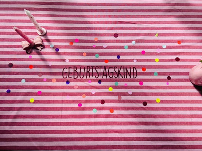 Geburtstagstischdecke, Kindergeburtstag Dekoration, Happy Birthday, Geburtstagstisch, Geburtstagskind,Tischdecke Streifen,bunte Punkte,neon