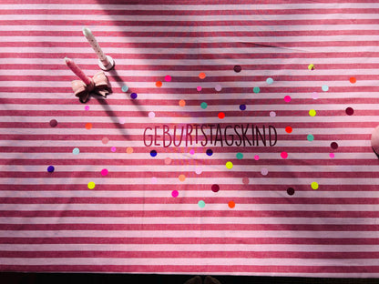 Geburtstagstischdecke, Kindergeburtstag Dekoration, Happy Birthday, Geburtstagstisch, Geburtstagskind,Tischdecke Streifen,bunte Punkte,neon