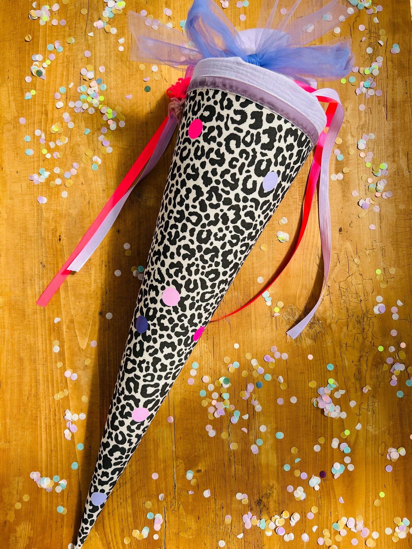 Schultüte Musselin Schultüte Stoff Schultüte Mädchen Schultüte Punkte, Schultüte Tüll, Schultüte Leoprint, Schultüte Leo, Tüll, Trosttüte
