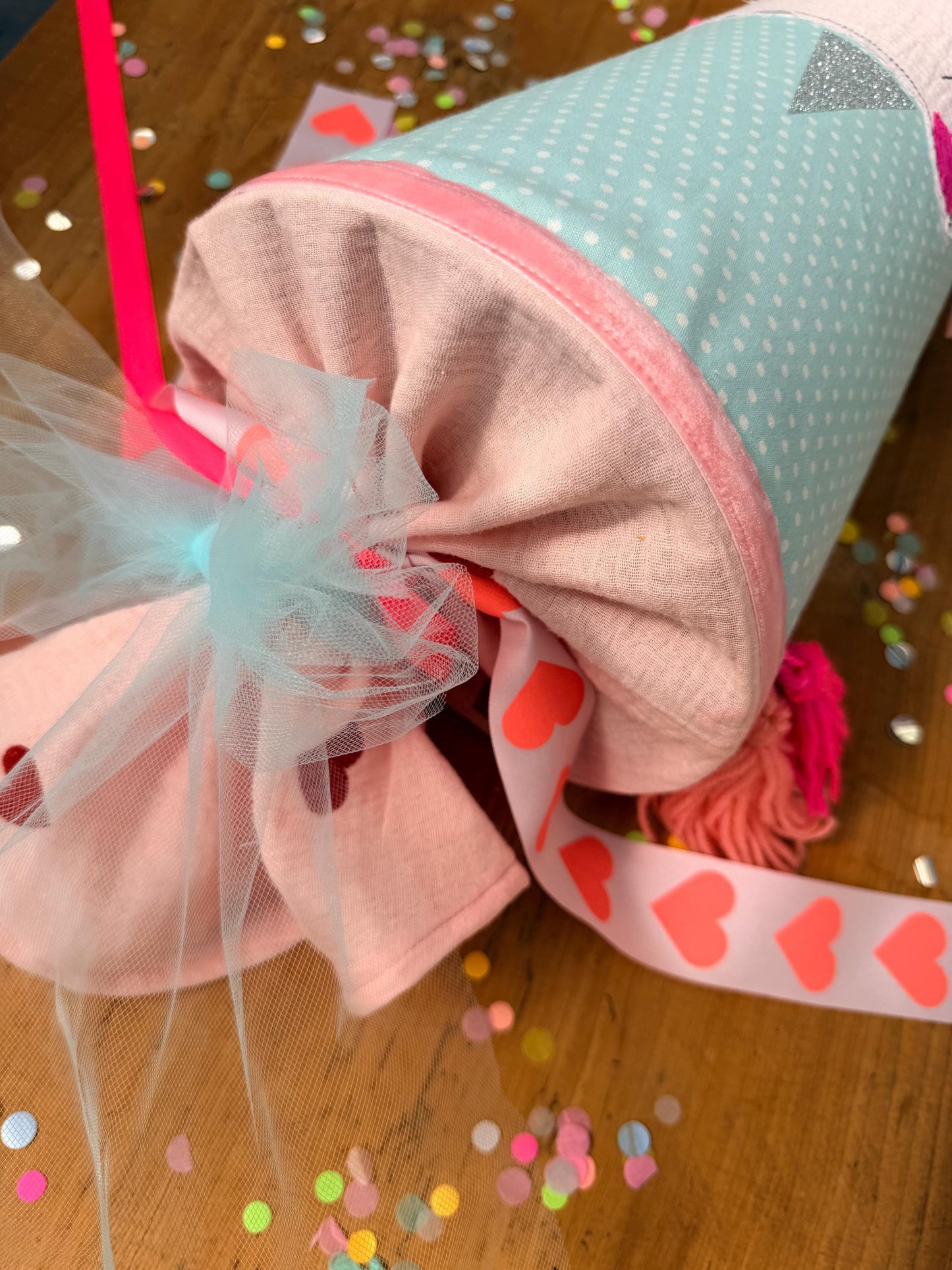 Schultüte Musselin, Schultüte Stoff, Schultüte Mädchen,Schultüte Einhorn, Einschulung, Musselinschultüte, Konfetti, Schultüte personalisiert