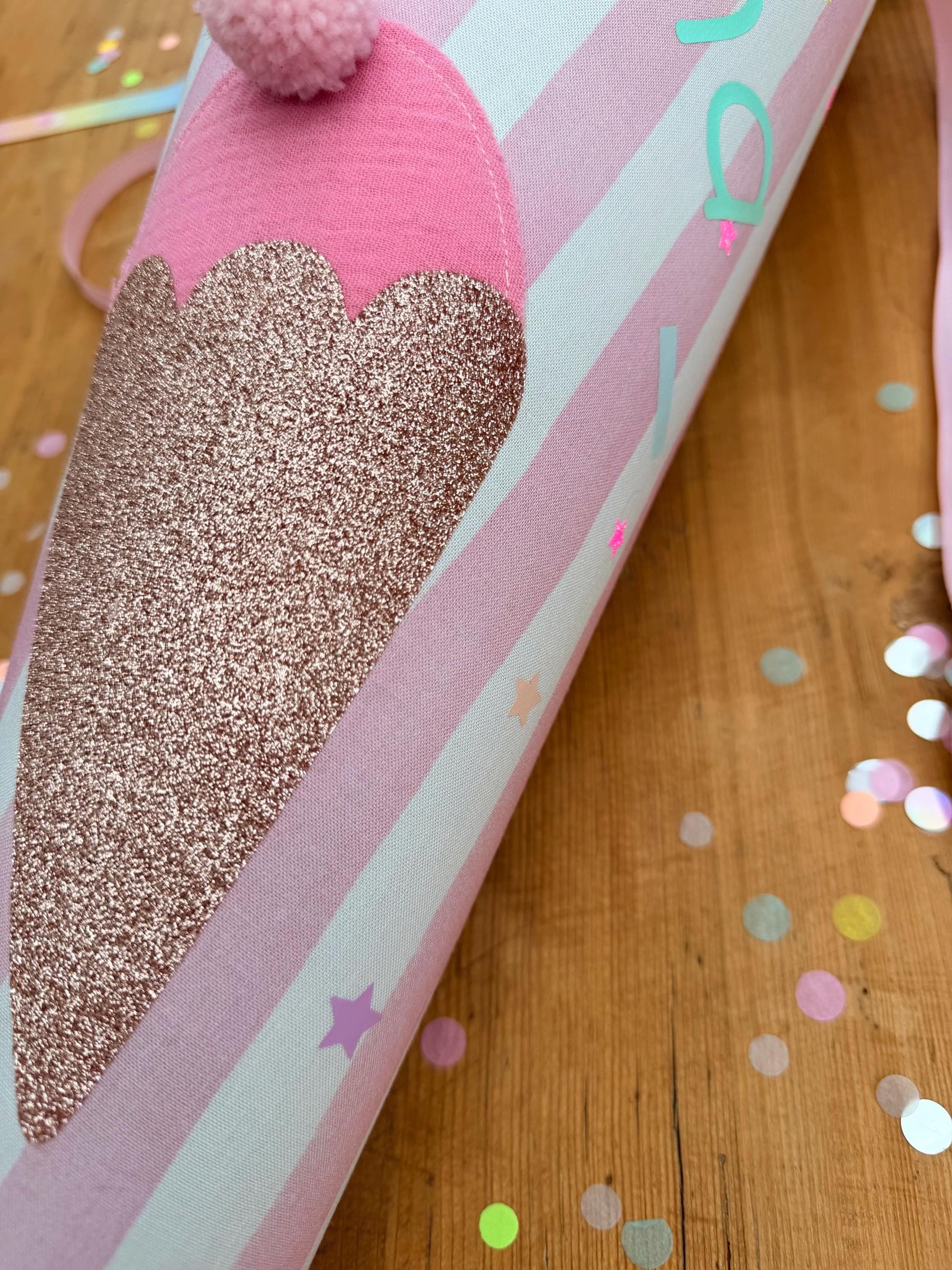 Schultüte Musselin, Schultüte Stoff, Schultüte Mädchen,Schultüte Eis , Einschulung, Musselinschultüte, Konfetti, Schultüte personalisiert