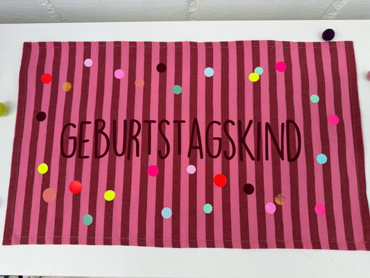 Geburtstagstisch-Set, Kindergeburtstag Dekoration, Happy Birthday, Geburtstagstisch, Geburtstagskind,Tischdecke Streifen,bunte Punkte,neon