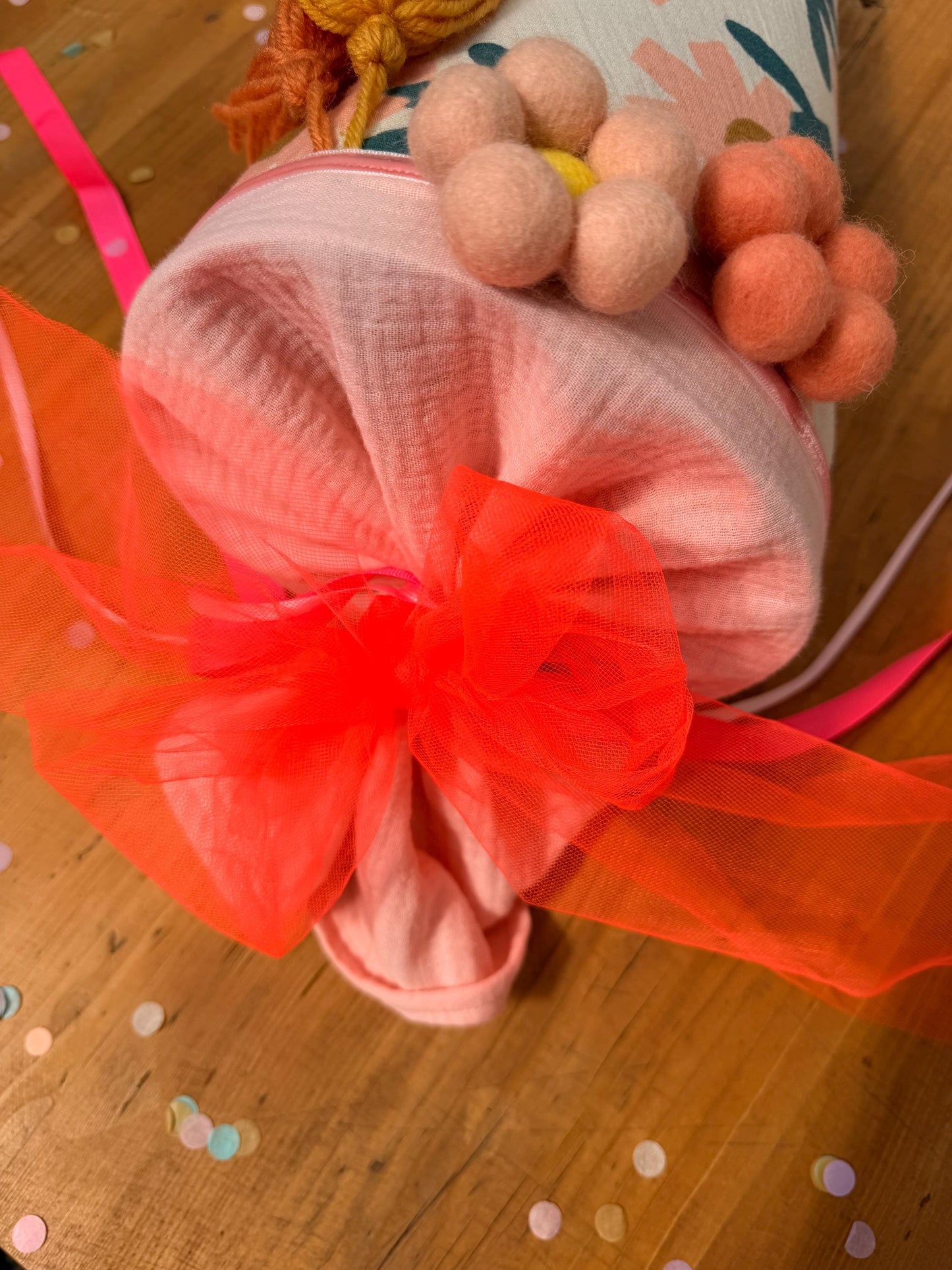 Schultüte Blumen, Musselin Schultüte, Schultüte Mädchen Schultüte personalisiert,Schultüte Tüll,Schultüte Blumen gefilzt, Schultüte rosa