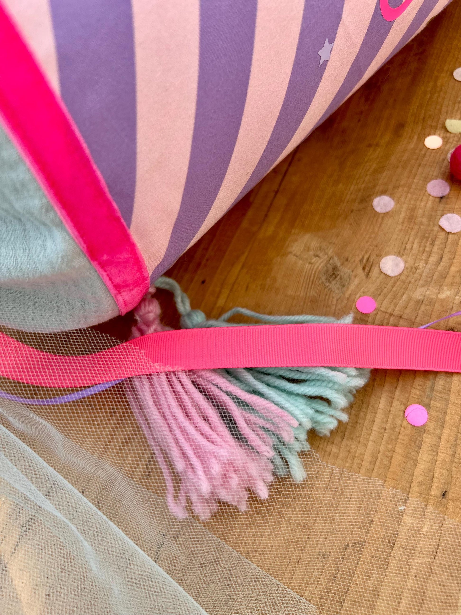 Schultüte Musselin Schultüte Stoff Mädchen Schultüte Streifen, Schultüte neon, Schultüte Ergobag, Schultüte mit Namen, Konfetti, individuell