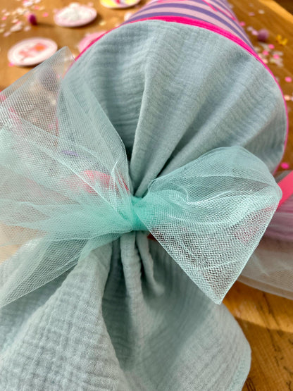 Schultüte Musselin Schultüte Stoff Mädchen Schultüte Streifen, Schultüte neon, Schultüte Ergobag, Schultüte mit Namen, Konfetti, individuell