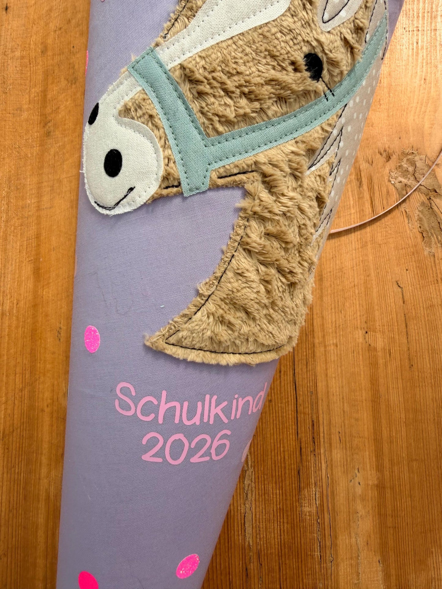Einzelstück "Leni",Schultüte Musselin, Schultüte Mädchen,Schultüte Pferd, Einschulung, Musselinschultüte, Konfetti, Schultüte personalisiert