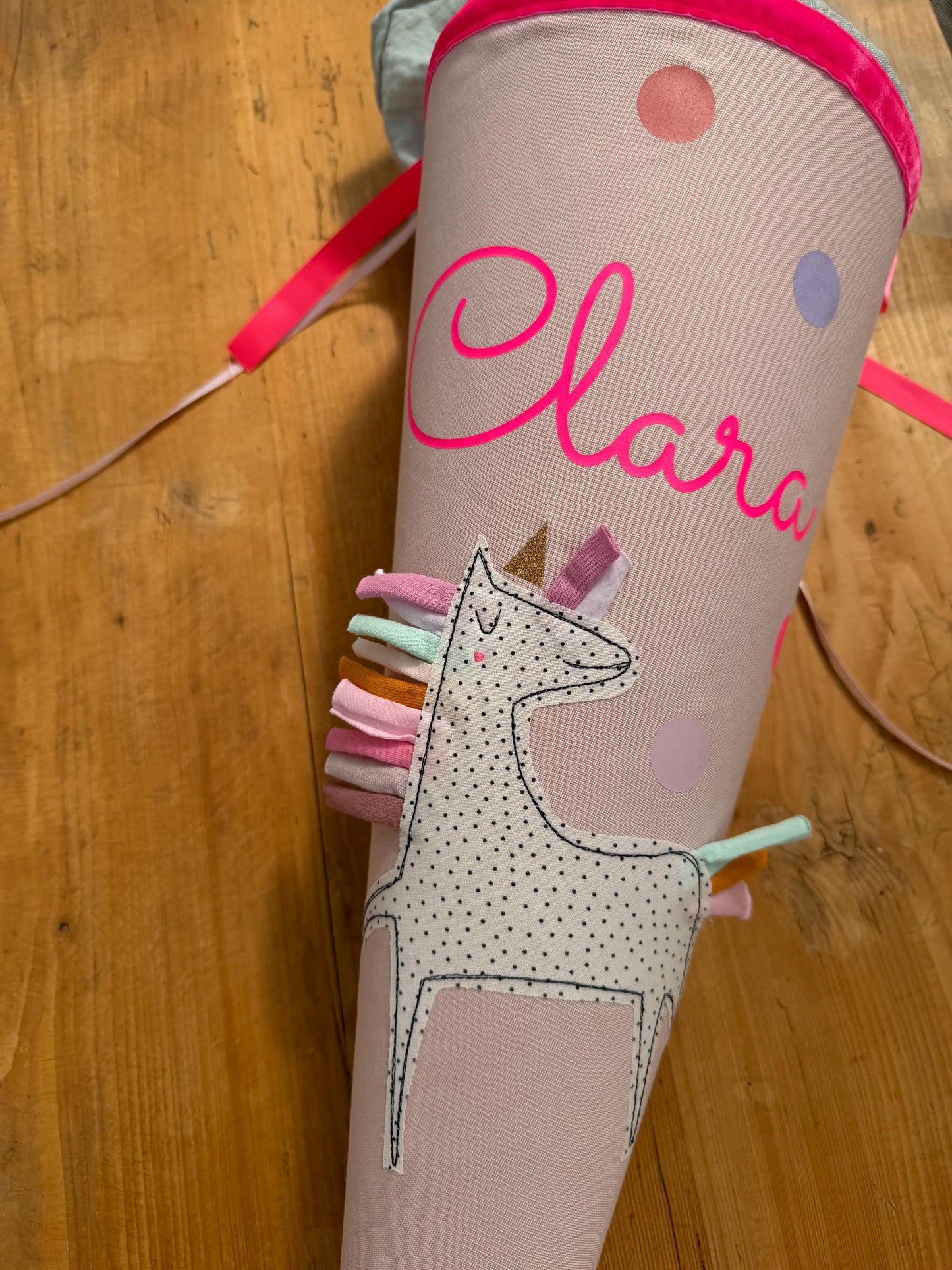 Einzelstück "Clara", Schultüte Stoff, Schultüte Mädchen,Schultüte Einhorn, Einschulung, Musselinschultüte,Konfetti, Schultüte personalisiert