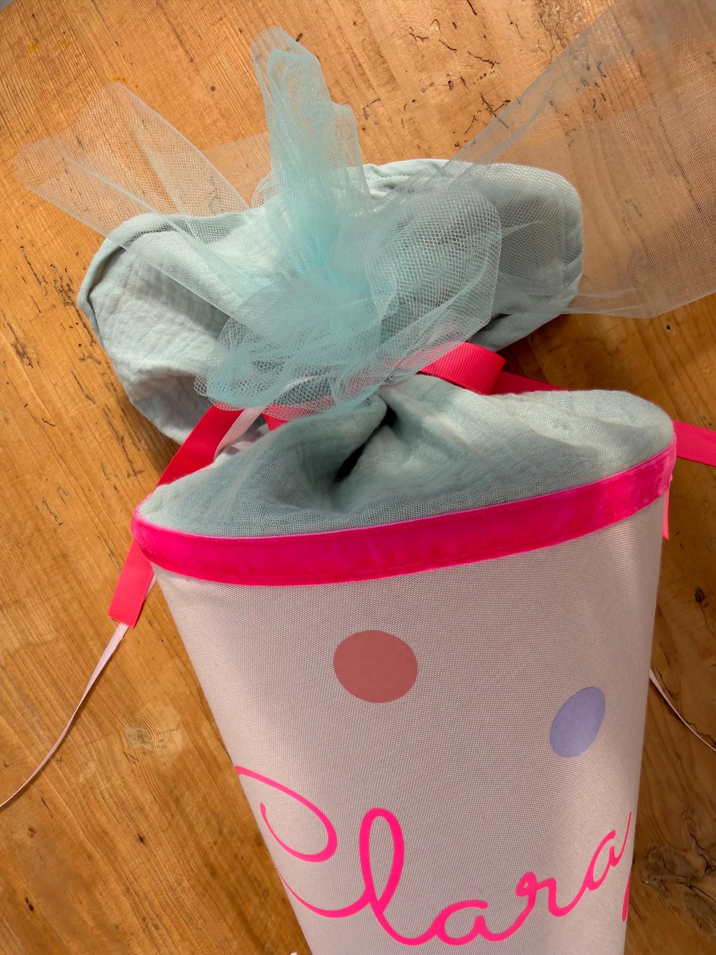 Einzelstück "Clara", Schultüte Stoff, Schultüte Mädchen,Schultüte Einhorn, Einschulung, Musselinschultüte,Konfetti, Schultüte personalisiert
