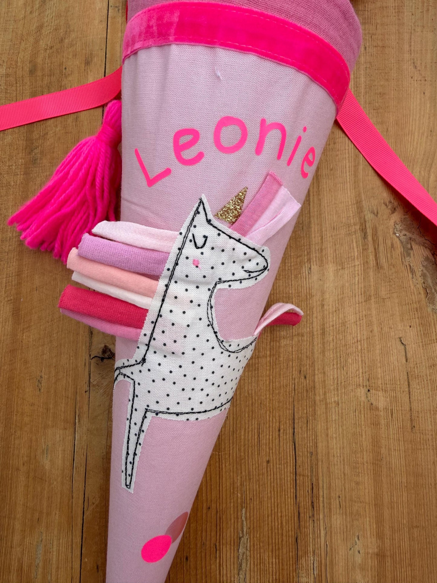 Geschwistertüte Einzelstück "Leonie" Schultüte Mädchen,Schultüte Einhorn, Einschulung, Musselinschultüte,Konfetti, Schultüte personalisiert
