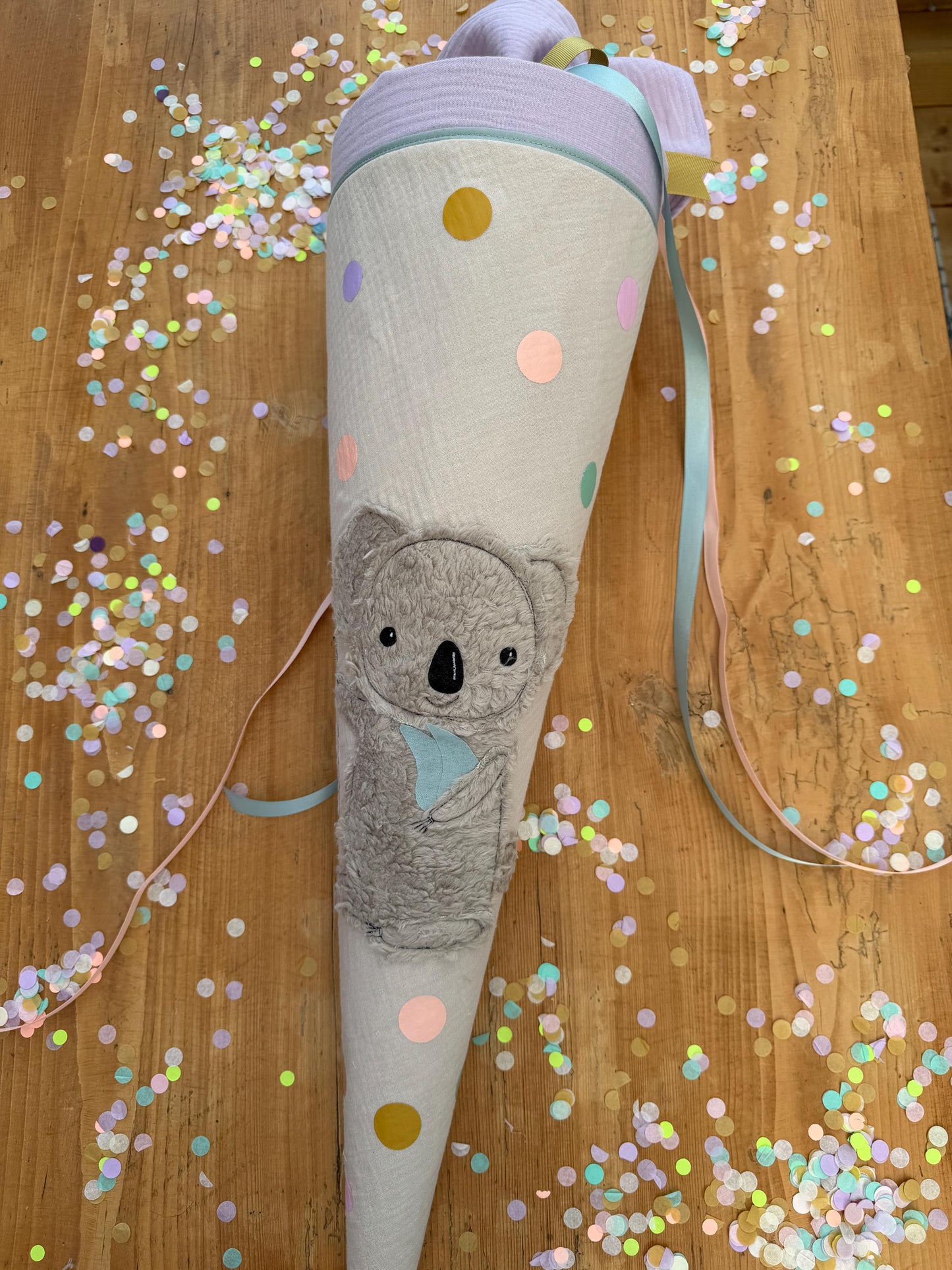 sofort lieferbar! Schultüte Musselin Schultüte Stoff Schulanfang Schultüte Mädchen Schultüte Koala Einschulung, Schultüte personalisiert
