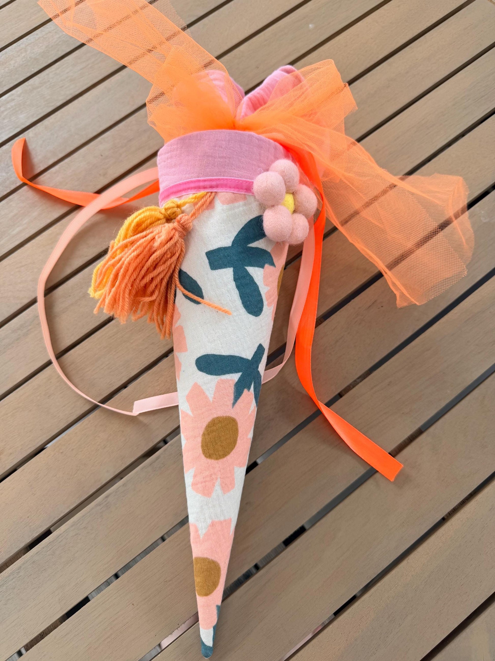 Geschwistertüte Blumen, Musselin Schultüte, Trosttüte Mädchen, Schultüte Tüll, Geschwistertüte Blumen, Schultüte rosa, Schultüte Blumen