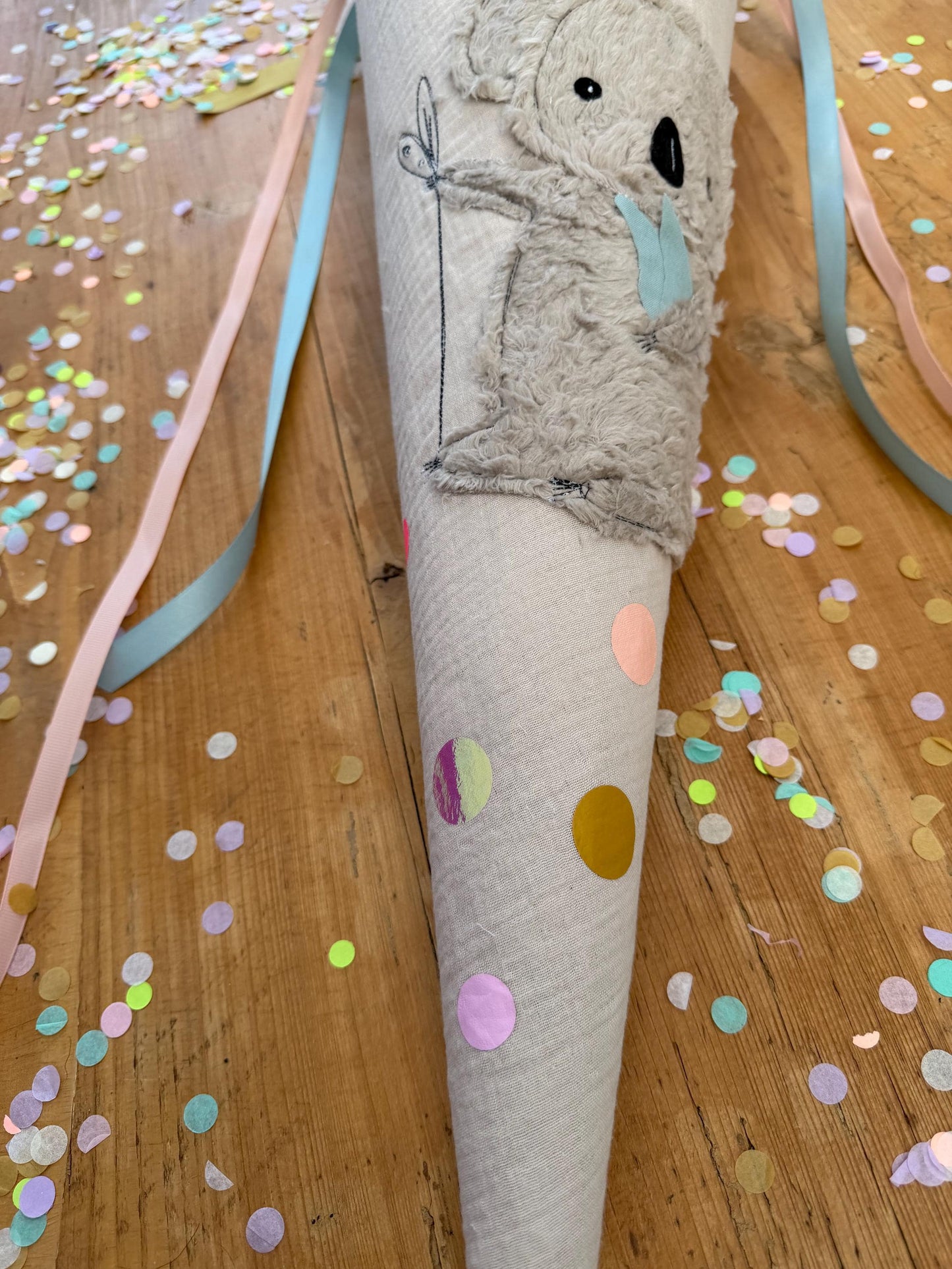sofort lieferbar! Schultüte Musselin Schultüte Stoff Schulanfang Schultüte Mädchen Schultüte Koala Einschulung, Schultüte personalisiert