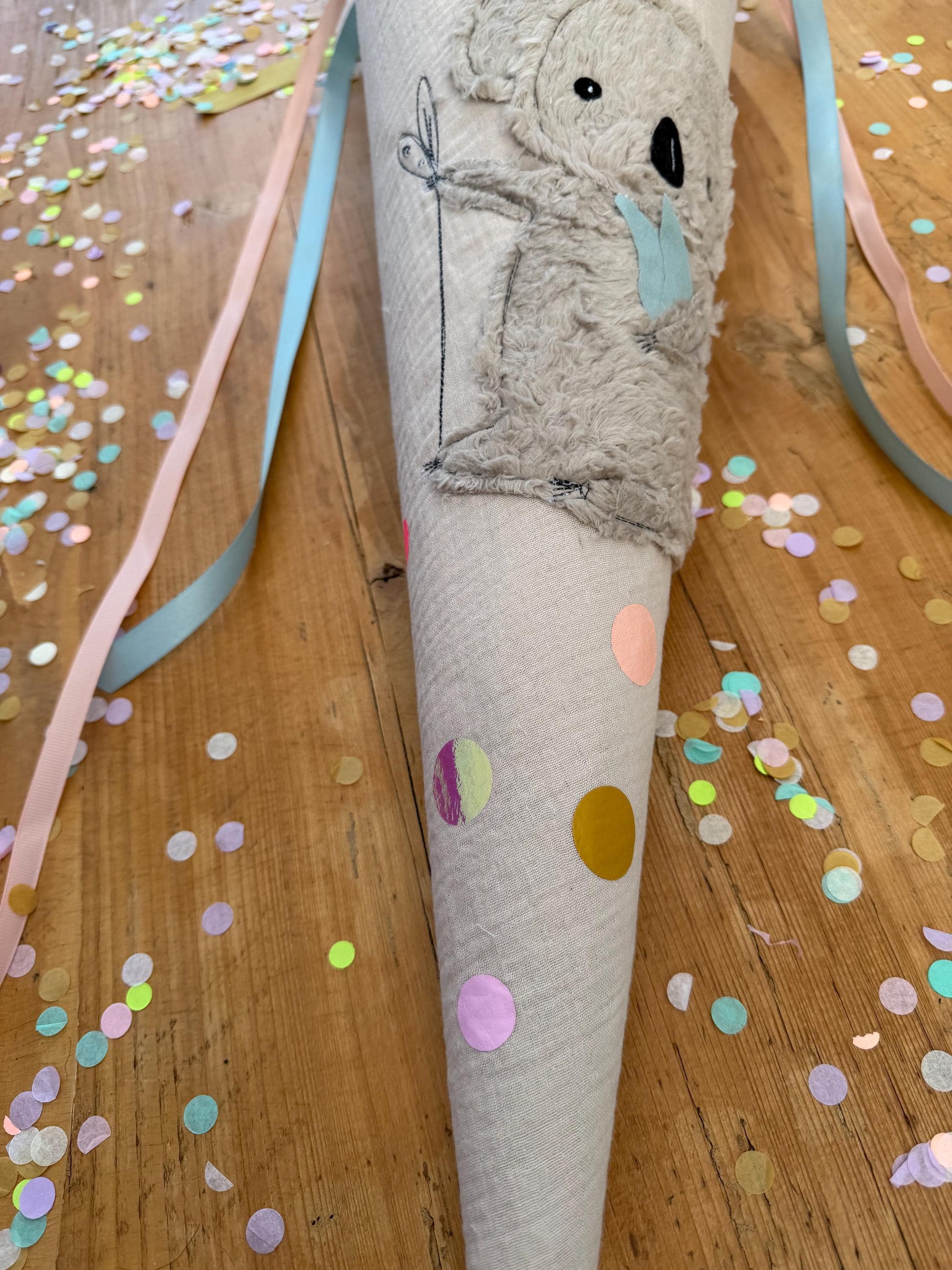 sofort lieferbar! Schultüte Musselin Schultüte Stoff Schulanfang Schultüte Mädchen Schultüte Koala Einschulung, Schultüte personalisiert