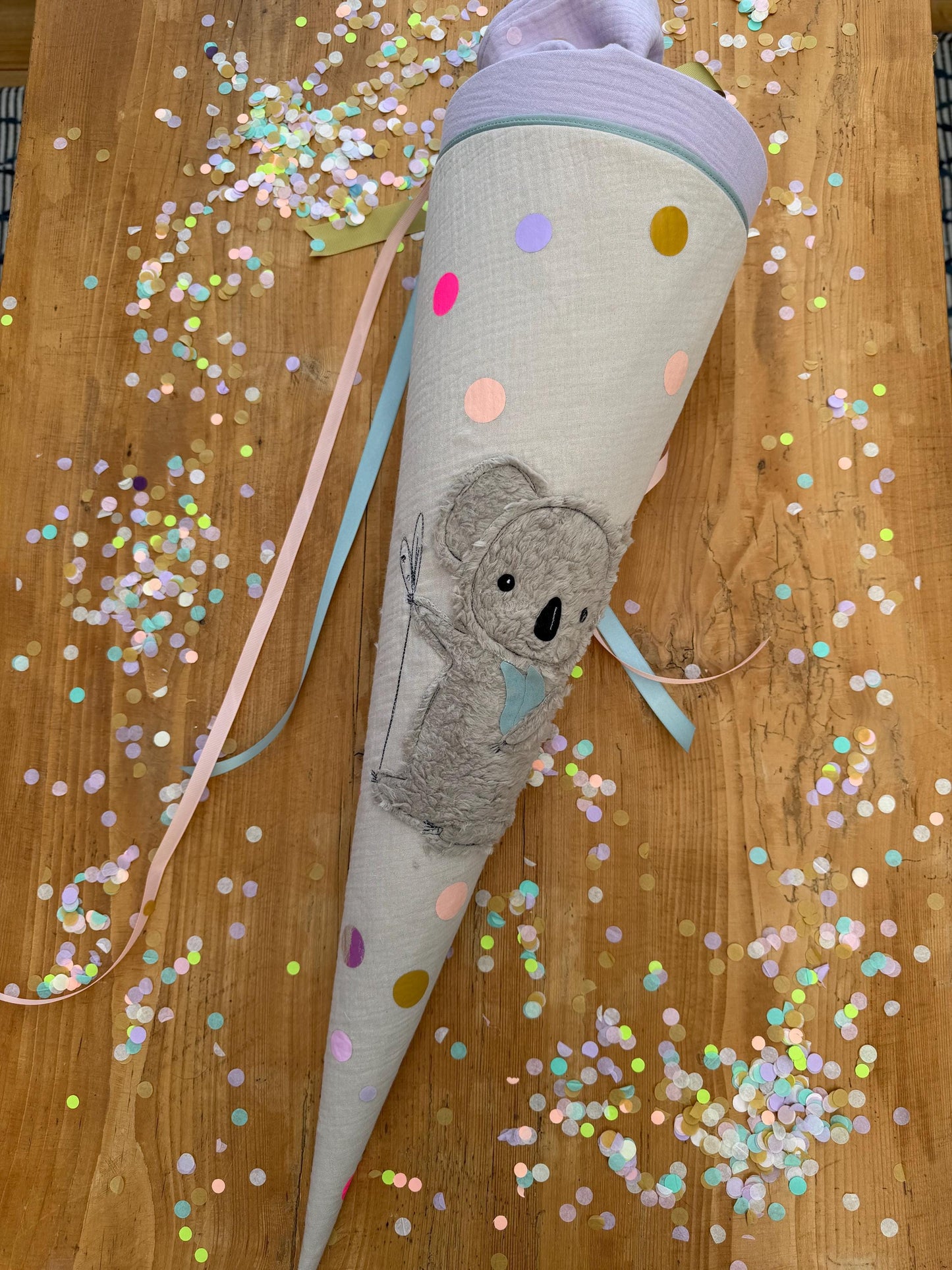 sofort lieferbar! Schultüte Musselin Schultüte Stoff Schulanfang Schultüte Mädchen Schultüte Koala Einschulung, Schultüte personalisiert