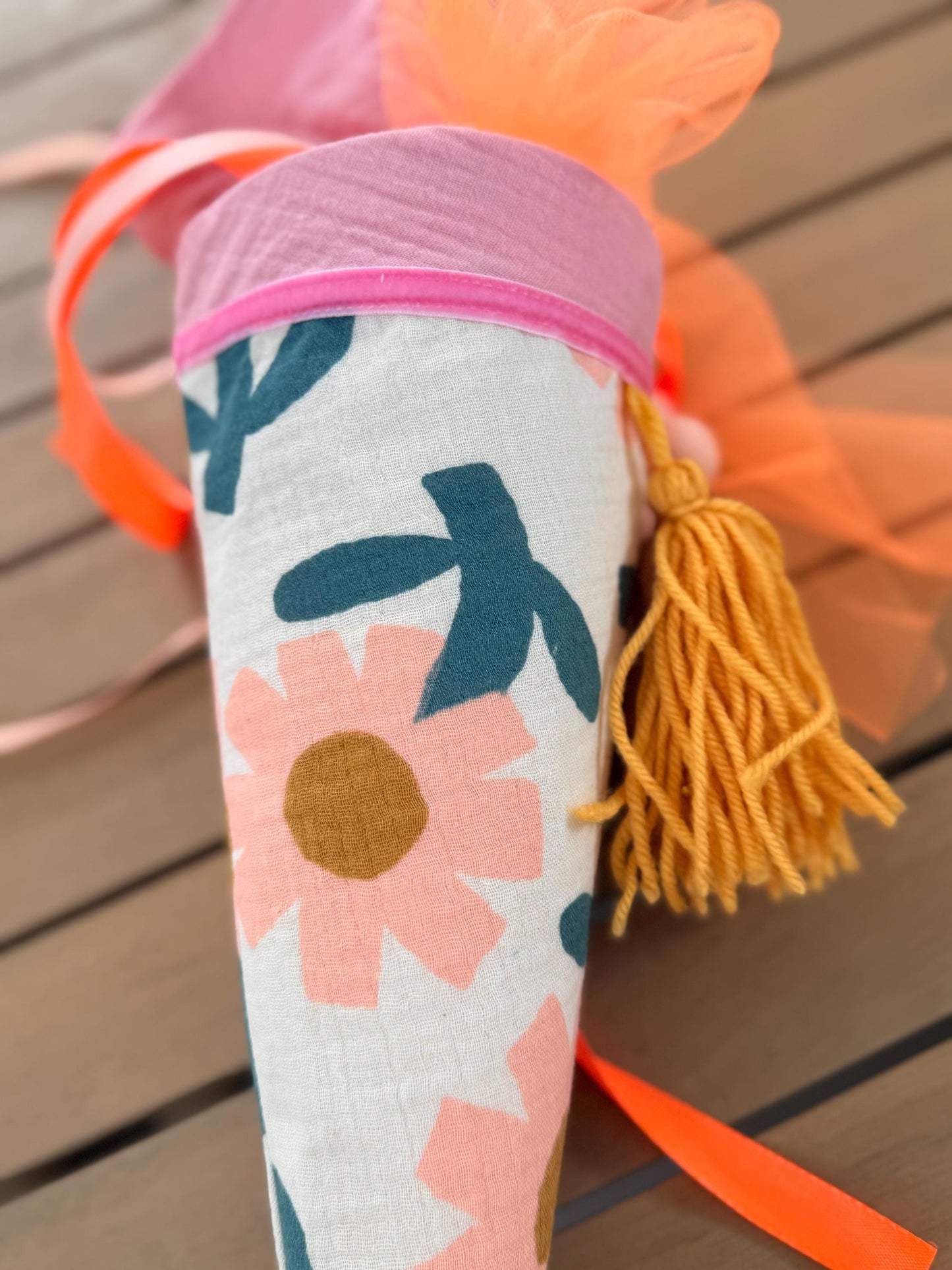 Geschwistertüte Blumen, Musselin Schultüte, Trosttüte Mädchen, Schultüte Tüll, Geschwistertüte Blumen, Schultüte rosa, Schultüte Blumen