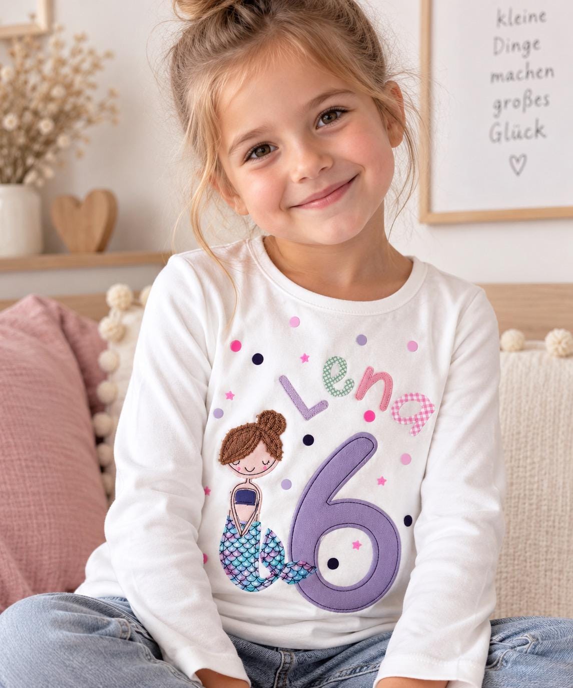 Geburtstagsshirt Mädchen | Meerjungfrau Shirt | Personalisiertes Shirt mit Name & Zahl | Geburtstagsoutfit Mädchen | Geschenk zum Geburtstag