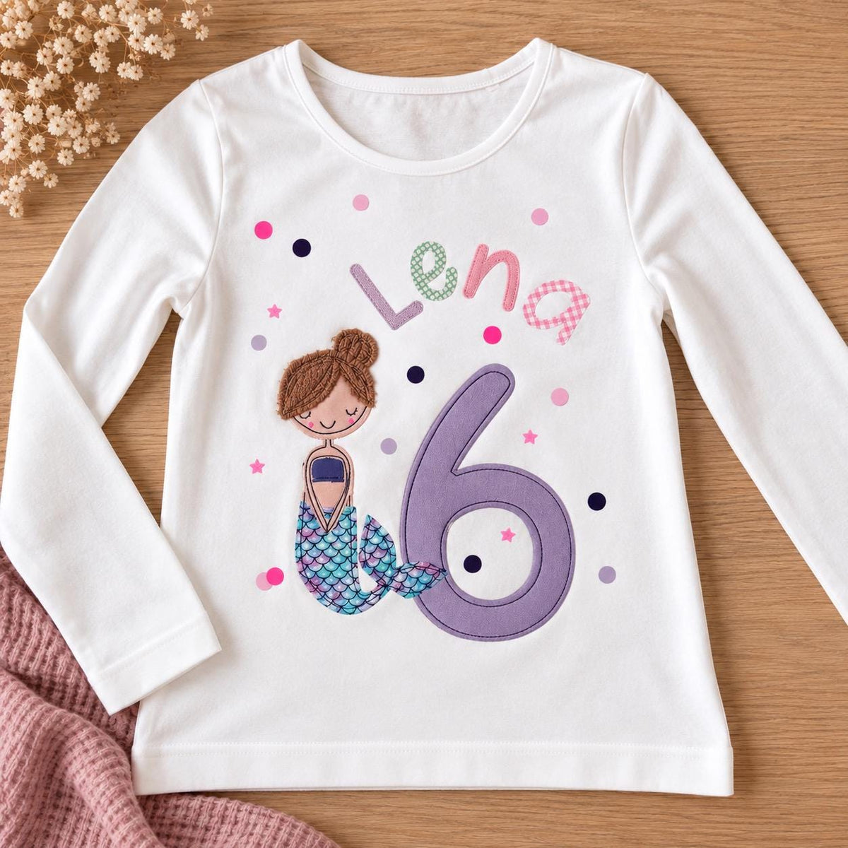 Geburtstagsshirt Mädchen | Meerjungfrau Shirt | Personalisiertes Shirt mit Name & Zahl | Geburtstagsoutfit Mädchen | Geschenk zum Geburtstag