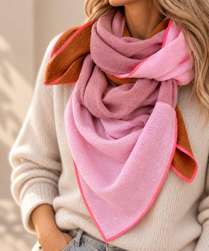 Musselin Dreieckstuch Damen | Musselin Tuch Rosa Rost | Halstuch Damen | XXL Tuch | Schal Musselin | Geschenk für Frauen | Tuch Herbst