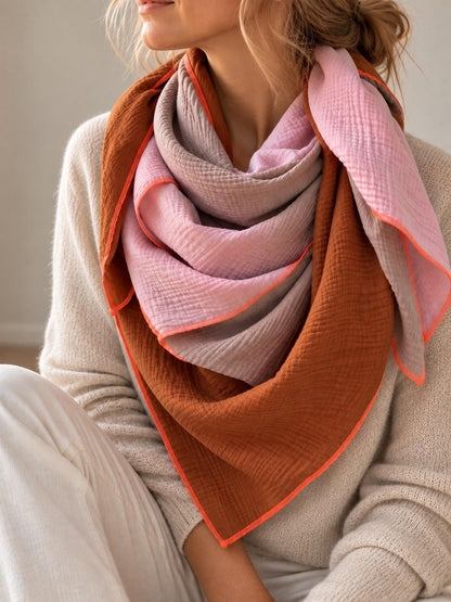 Musselin Dreieckstuch Damen | Musselin Tuch Rosa Rost | Halstuch Damen | XXL Tuch | Schal Musselin | Geschenk für Frauen | Tuch Herbst