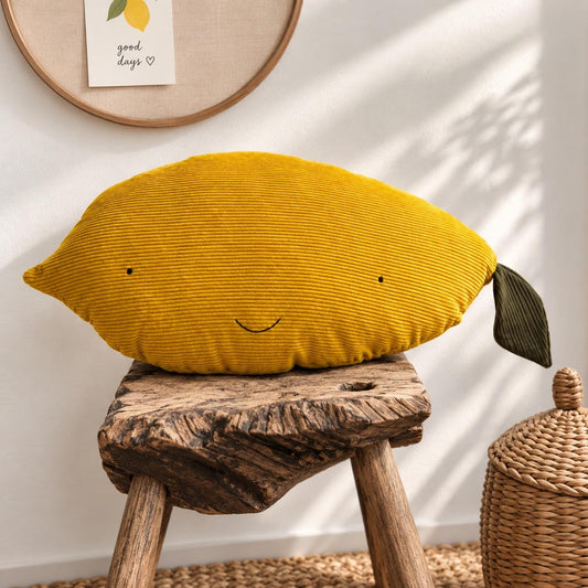Zitronenkissen Kinderzimmer | Kuschelkissen Zitrone | Geschenk zur Geburt | Babyshower Geschenk | Kinderzimmer Deko | Cord Kissen