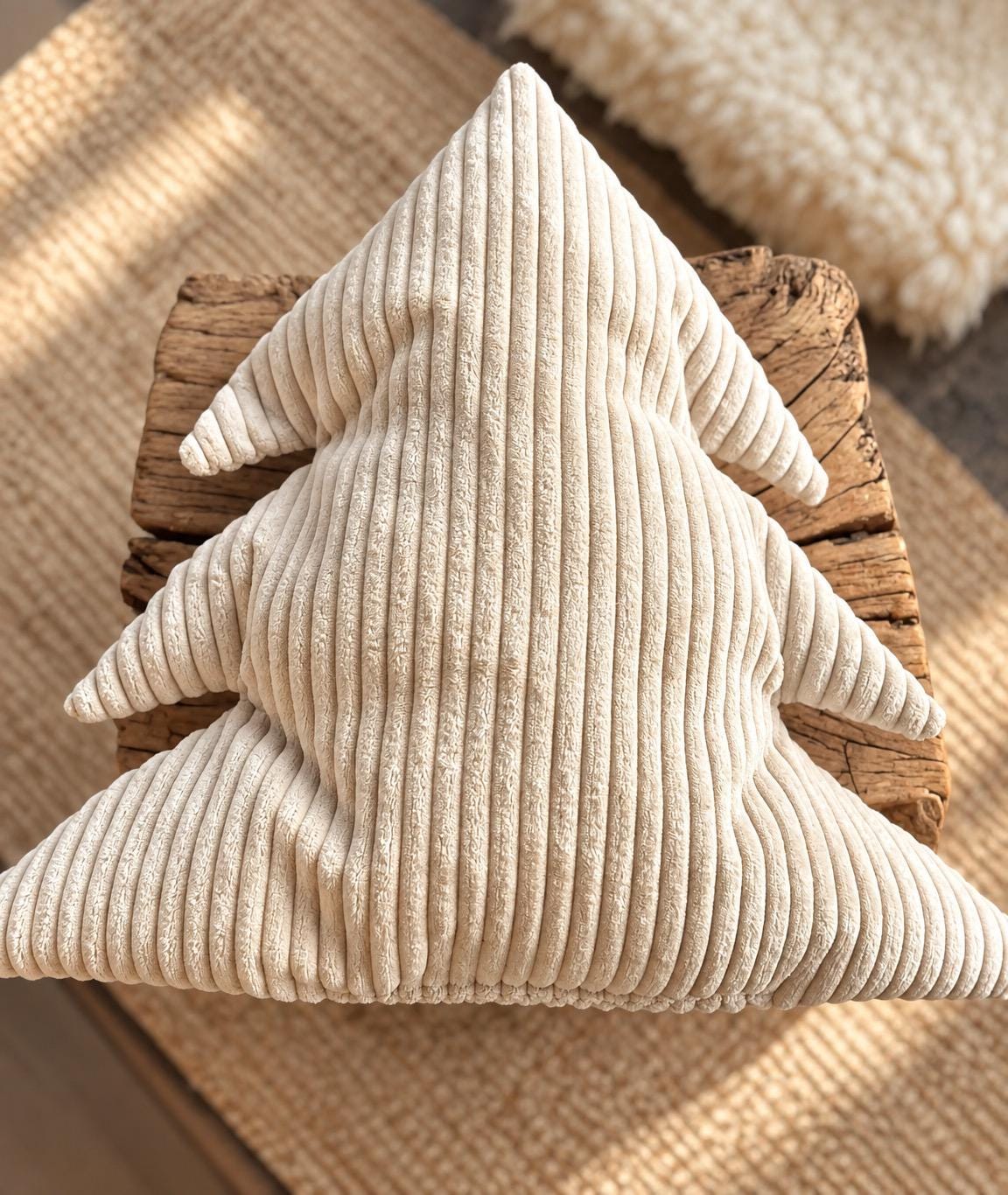 Tannen Kissen aus Cord | Weihnachtsdeko | Tannenkissen | Weihnachtskissen | Geschenk Weihnachten | Kinderzimmer Deko beige | Cord beige