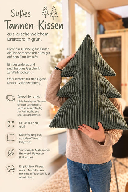 Tannen Kissen aus Cord | Weihnachtsdeko | Tannenkissen | Weihnachtskissen | Geschenk Weihnachten | Kinderzimmer Deko beige | Cord beige