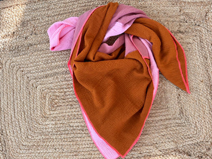 Musselin Dreieckstuch Damen | Musselin Tuch Rosa Rost | Halstuch Damen | XXL Tuch | Schal Musselin | Geschenk für Frauen | Tuch Herbst