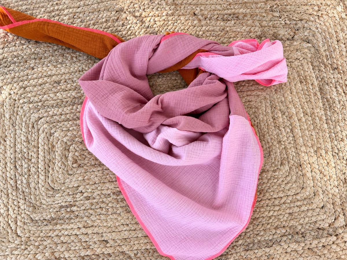 Musselin Dreieckstuch Damen | Musselin Tuch Rosa Rost | Halstuch Damen | XXL Tuch | Schal Musselin | Geschenk für Frauen | Tuch Herbst