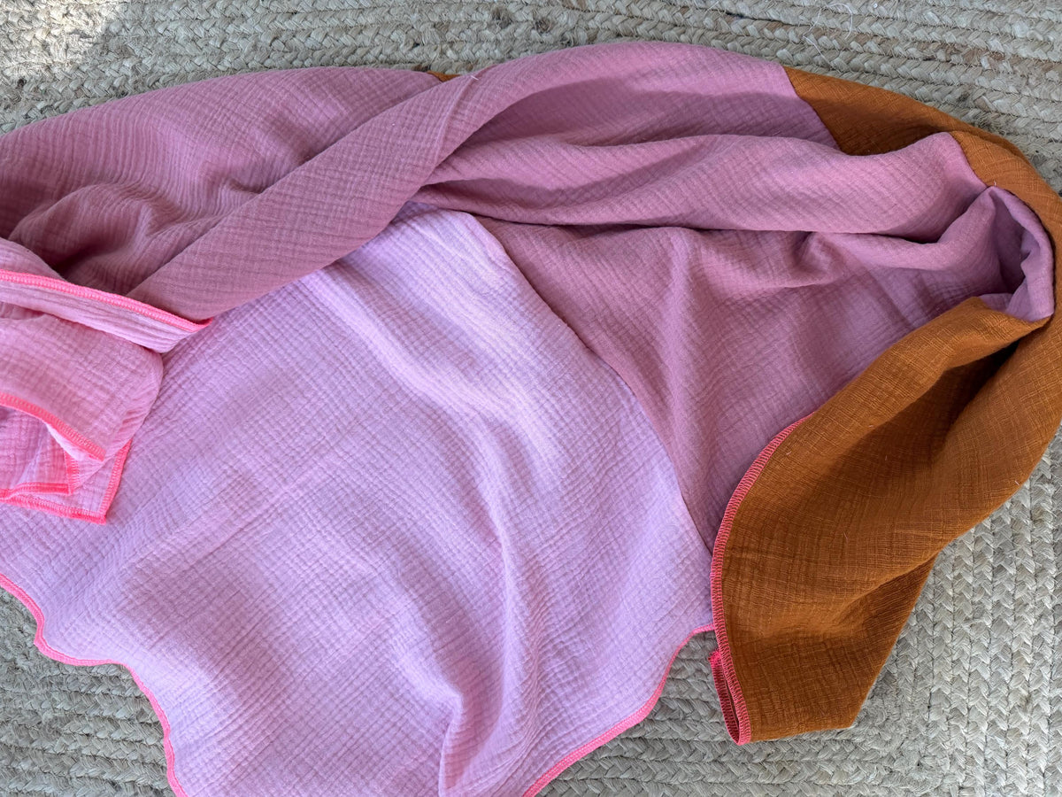 Musselin Dreieckstuch Damen | Musselin Tuch Rosa Rost | Halstuch Damen | XXL Tuch | Schal Musselin | Geschenk für Frauen | Tuch Herbst