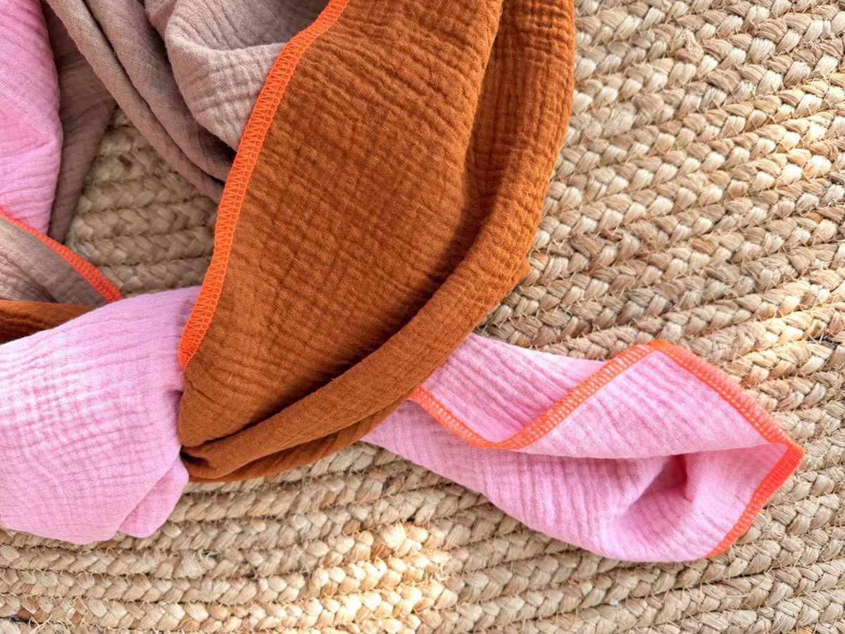 Musselin Dreieckstuch Damen | Musselin Tuch Rosa Rost | Halstuch Damen | XXL Tuch | Schal Musselin | Geschenk für Frauen | Tuch Herbst