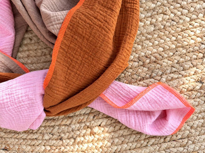 Musselin Dreieckstuch Damen | Musselin Tuch Rosa Rost | Halstuch Damen | XXL Tuch | Schal Musselin | Geschenk für Frauen | Tuch Herbst