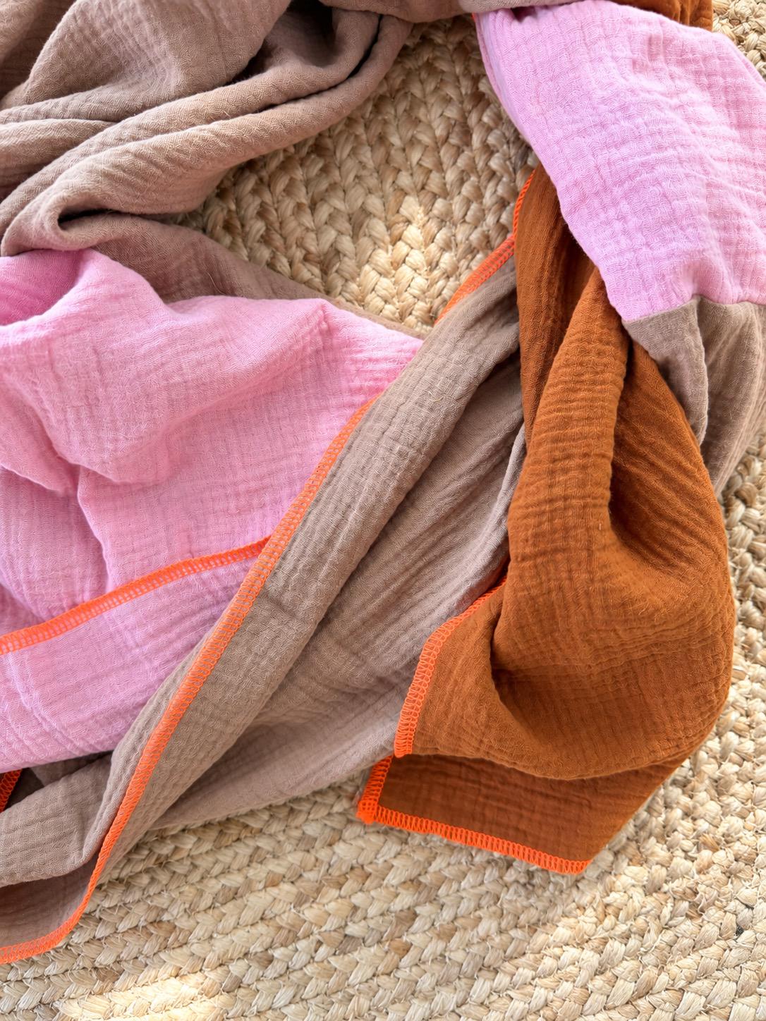 Musselin Dreieckstuch Damen | Musselin Tuch Rosa Rost | Halstuch Damen | XXL Tuch | Schal Musselin | Geschenk für Frauen | Tuch Herbst